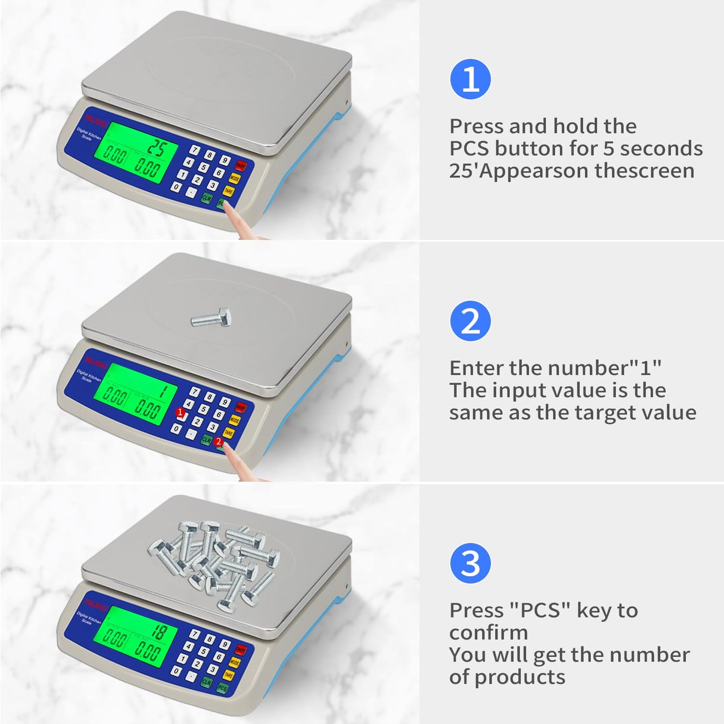 Large Digital Kitchen Scale 22LB Commercial Scale for Food Baking Bread Cooking Meat,Stainless Steel Price Computing Scale with LCD Display,Prep Counting Scale for Parts and Coins,Adapter Included