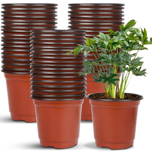 Augshy 40 Pcs 6" Plastic Plant Nursery Seed Starting Pots for Indoor Outdoor Succulent Seedling Cutting Transplanting