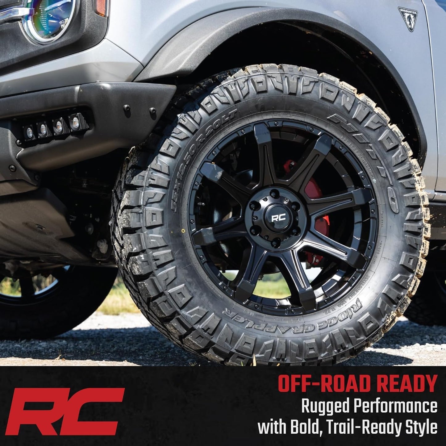 Rough Country 81 Series 20x9 Wheel - 8x180mm Bolt Pattern, +0mm Offset, One-Piece Aluminum, Semi-Gloss Black Off-Road RIm for Trucks, Jeeps, SUV