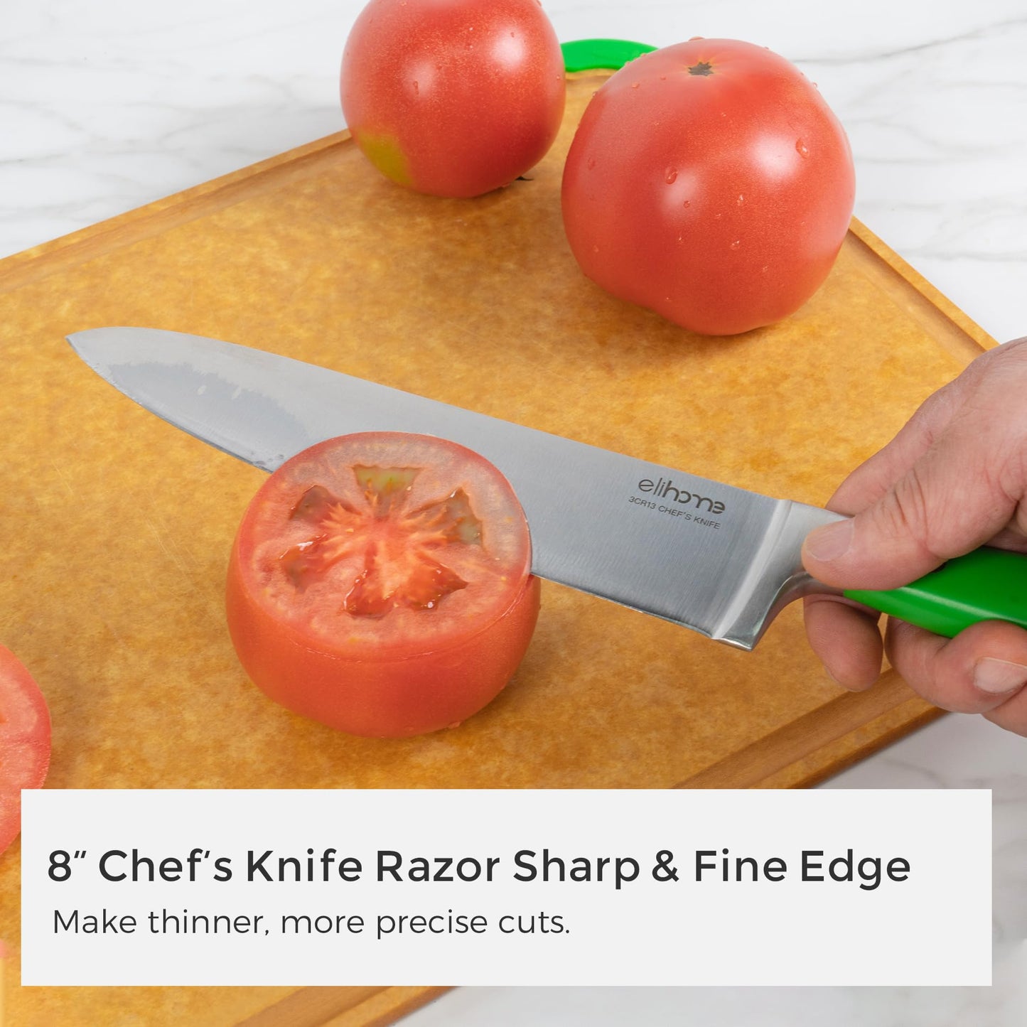 Elihome 4-piece Premium Dishwasher Safe Cutting Board Set with 5-piece Premium Stainless Colorful handle Steel Knife Set