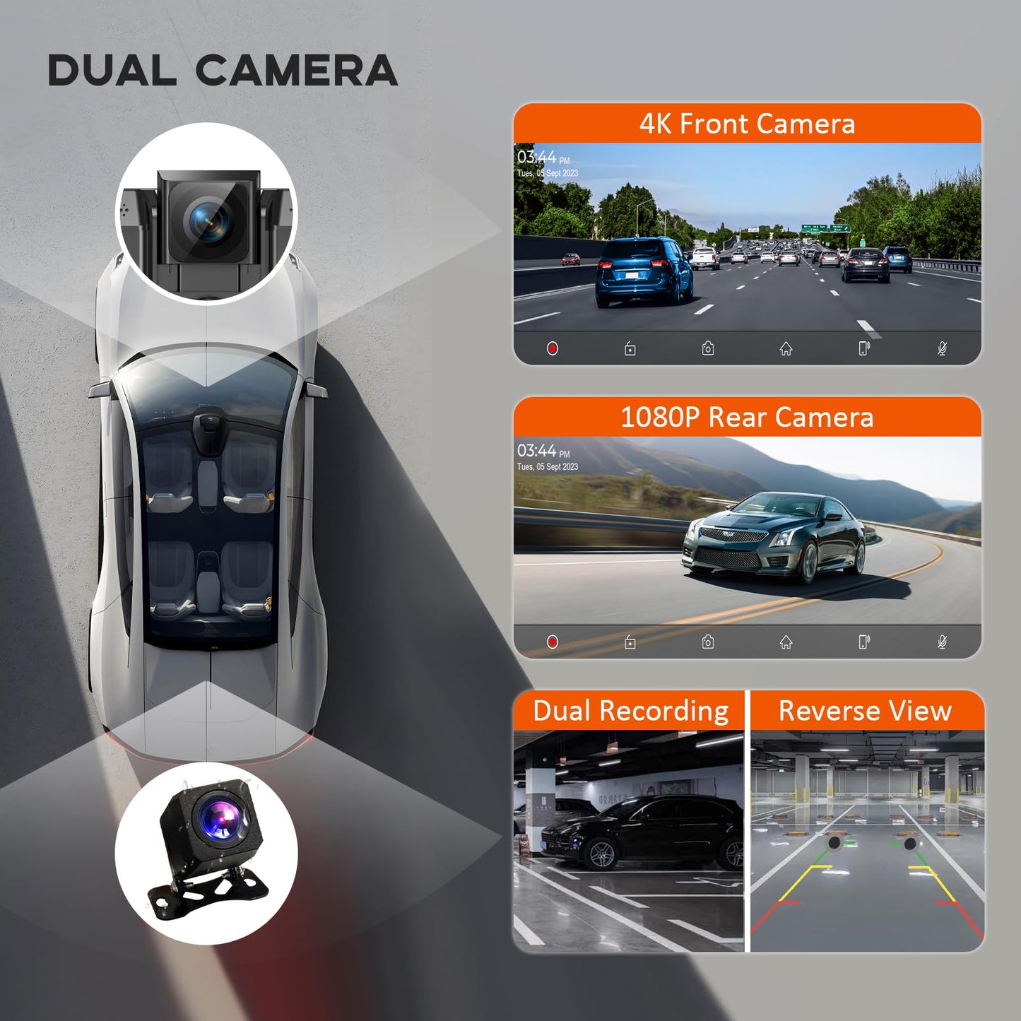 Largest 11.5" Portable Apple Carplay Screen for Car, 4K Wireless Car Play & Android Auto, Upgrade Touchscreen with Dash Cam, App Control/Loop Recording/Backup Camera/Mirror Link/GPS/FM