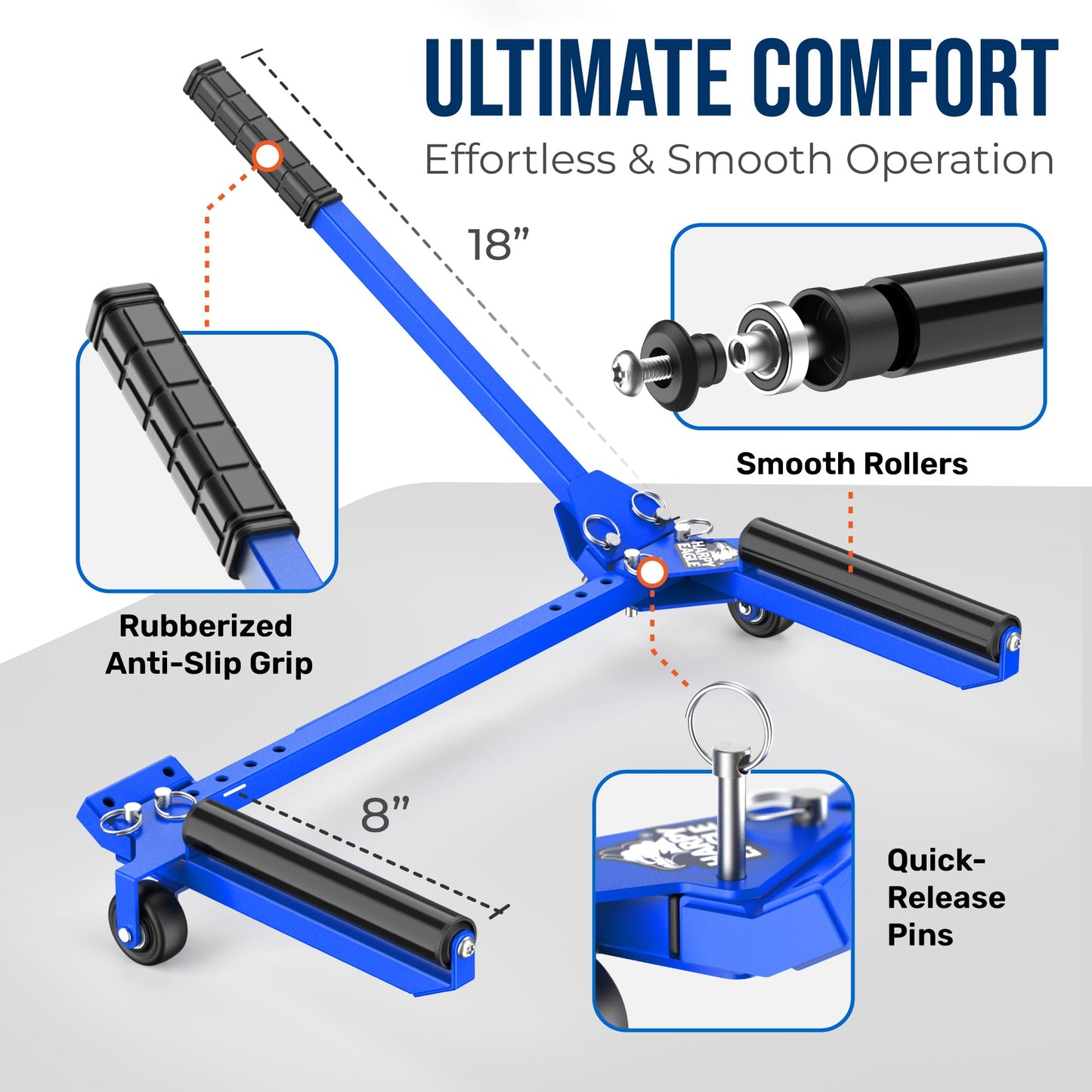 Harpy Eagle Tire Dolly - Foldable Adjustable Width up to 40" Tire Wheel Dolly with 240 lb Load Capacity, Pre-Assembled Wheel Lifter Cart for Cars, SUVs, Trucks with Portable Carry Bag/Patent Pending