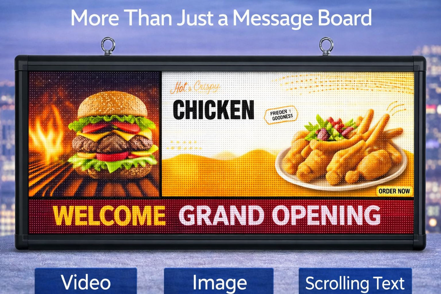 P6 Outdoor Full-Color LED Scrolling Sign, 40″ × 18″Programmable Digital Display Board with WiFi & USB Control, Waterproof LED Sign for Business Advertising