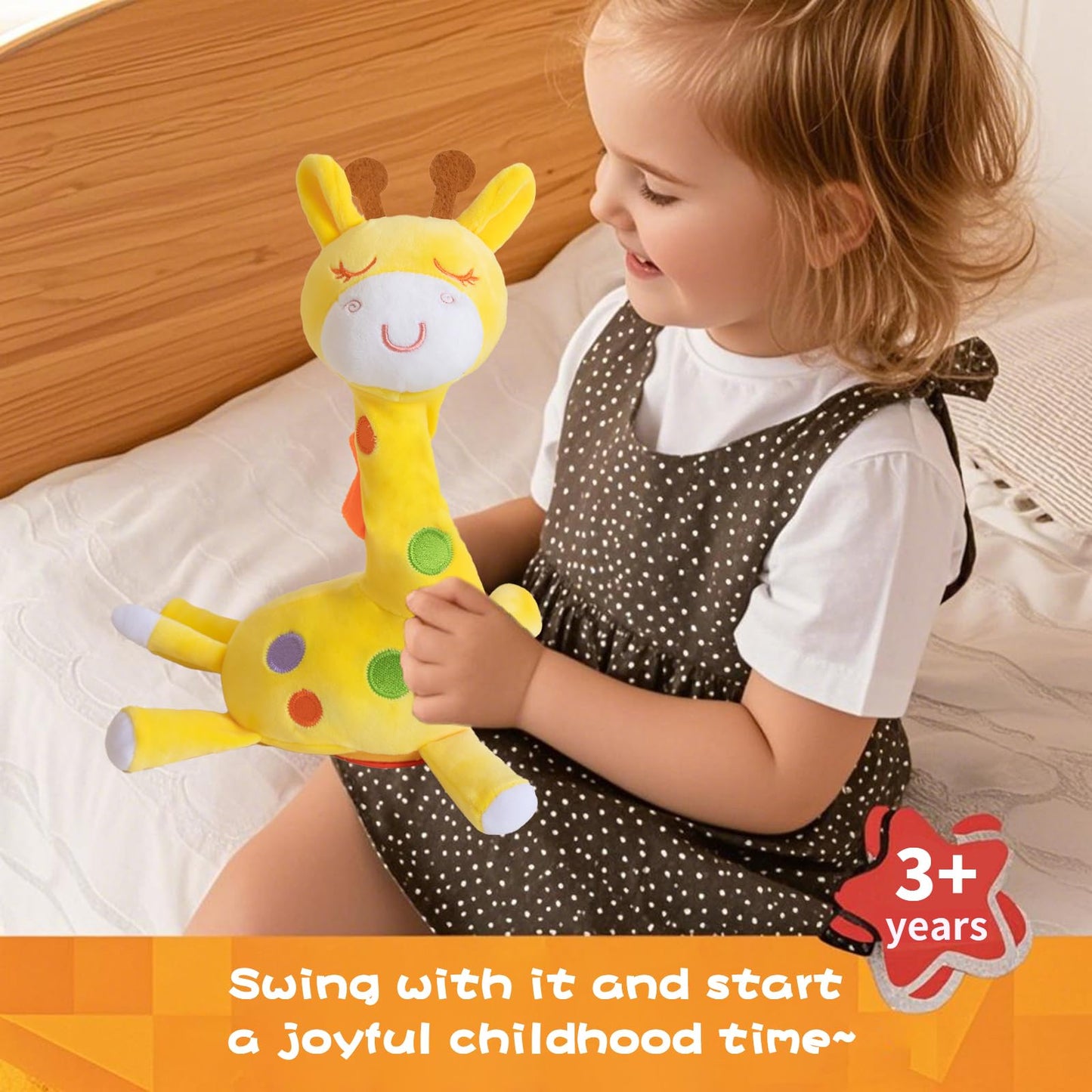 Record Singing Giraffe Stuffed Animals Educational Learning Musical Baby Toys Dancing Talking Giraffe Plush Toys for Toddlers Stuffed Animal Baby Toy Repeating What You Say,Birthday Gifts ,12"(Yellow)