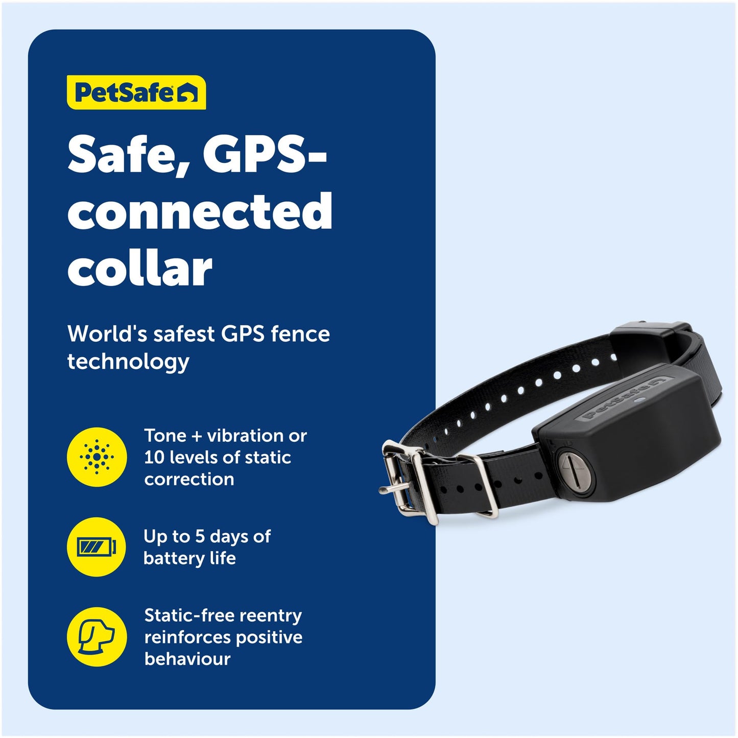 PetSafe Guardian GPS Connected Customizable Fence Add-A-Dog Collar - Rechargeable & Waterproof Adjustable Receiver Collar for GPS Fence - for Dogs 5lb+