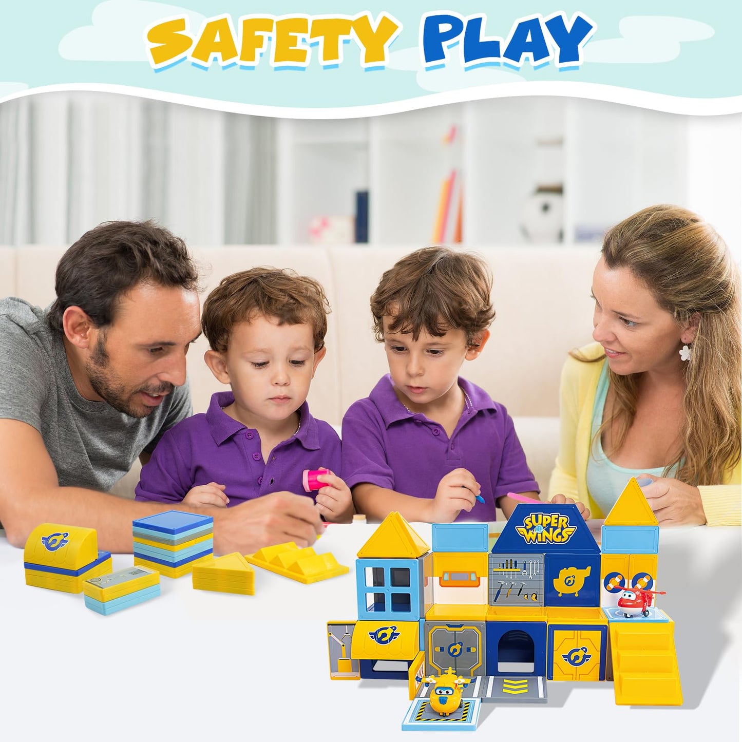 Super Wings Magnetic Tiles, Travel Magnetic Blocks with 2 Super Wings Transformable Toys, Learning Magnetic Building Blocks Sets, Magnets Tiles Toys for Boys Girls Kids Ages 3 4 5 6 7 8 9+ Year Old