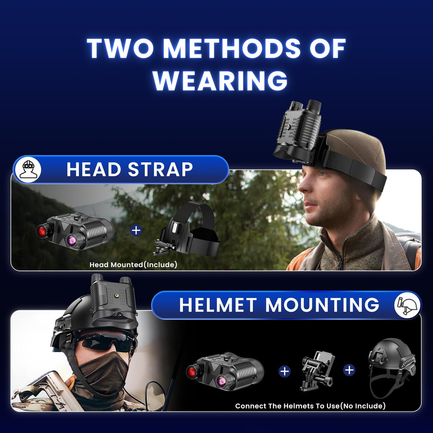 AILNJUC Night Vision Goggles Head Mounted, 1312FT Night Vision Binoculars Compatible with Military Tactical Helmet, Infrared Long Focus 8X Digital Zoom/32GB SD Card