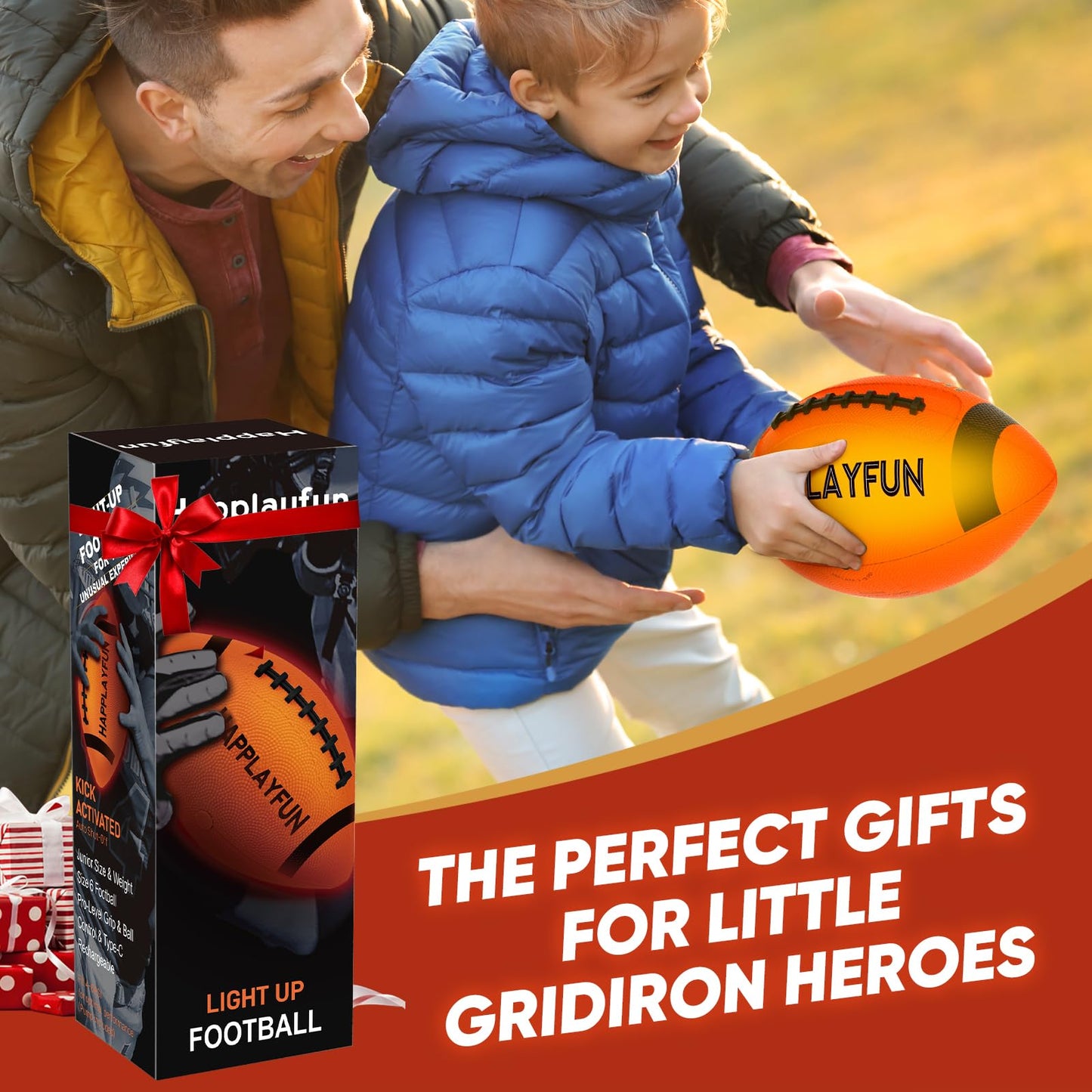 Light Up Football Gifts for Boys 8-12: LED Youth Glow in the Dark Footballs Size 6 Kids Games Cool Toys 8-13, Sports and Outdoor Birthday Gifts for 6 7 9 10 11 12 13 Year Old Boy Girl Teens