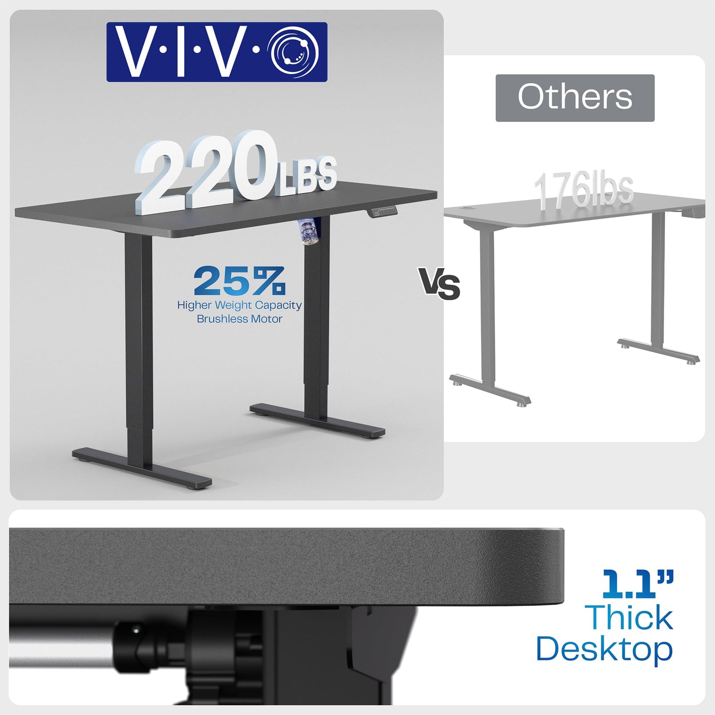 VIVO Electric 60 x 24 in Standing Desk, Memory Height Adjustment, 1B Series, Holds 220 lbs, One-Piece Dark Walnut Top, Black Frame, DESK-KIT-1B6D
