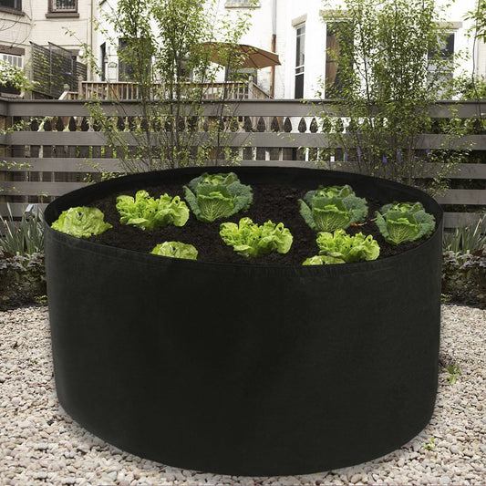 belupai 150 Gallon Round Fabric Planter, 46x20in Plant Grow Bag Felt Planting Container for Flowers Vegetables Fruits, Black Fabric Raised Garden Planting Bed for Gardening Outdoor(Black)
