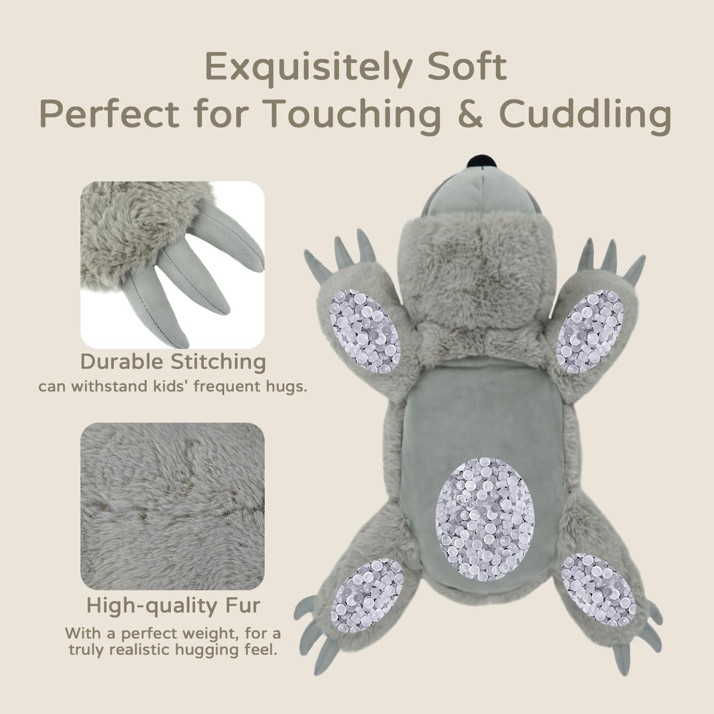 JUSTQUNSEEN 4.5 Lbs Weighted Stuffed Animals for Kids and Adults 22" Cute Sloth Shaped Toys Soft Weighted Plush Toys Gifts for Christmas Easter Birthday Holidays Ideal Huggable Plush Pillow (Sloth)