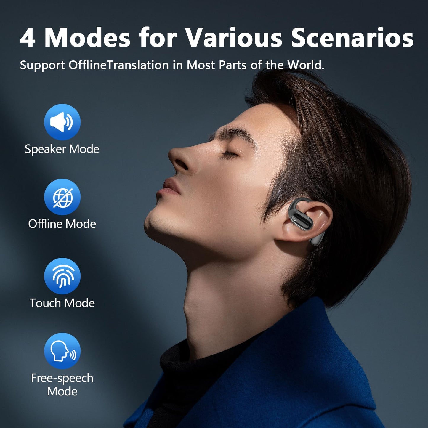 Psadhi AI Translation Earbuds Real Time, LCD Touchscreen Real-Time Translator for 144 Languages & Accents Includes Free Subscription Translation Device Earphones for Travel Business Learning, Black
