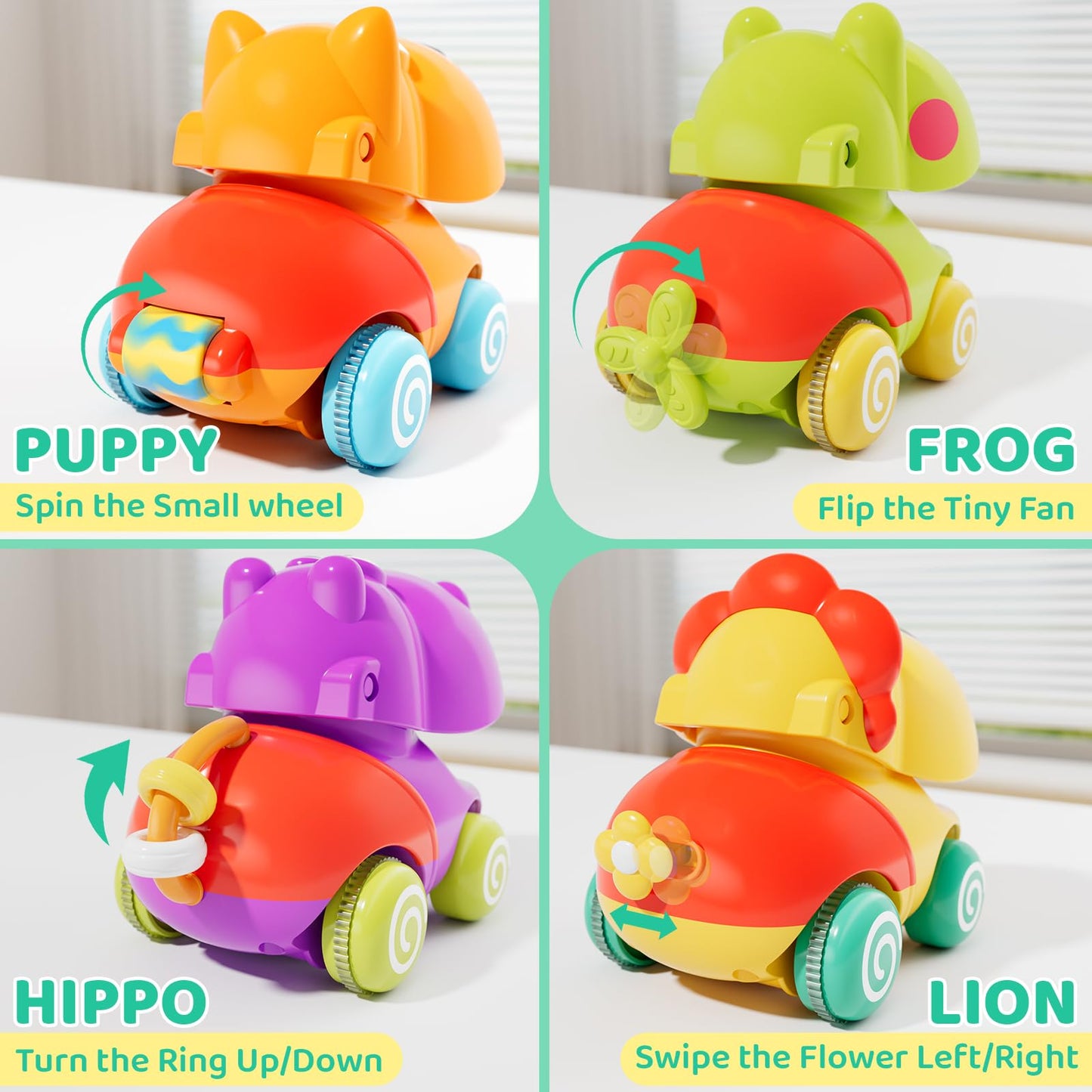 ALASOU Push and Go Animal Car Toys for 1 Year Old Boy Girl|Baby Toys 1 Year Old Boy Gifts for Toddlers 1-3|Vehicle Toy Set for Toddler Toys 1-2|1st Birthday Gift for Infant 6 9 12 18 Months