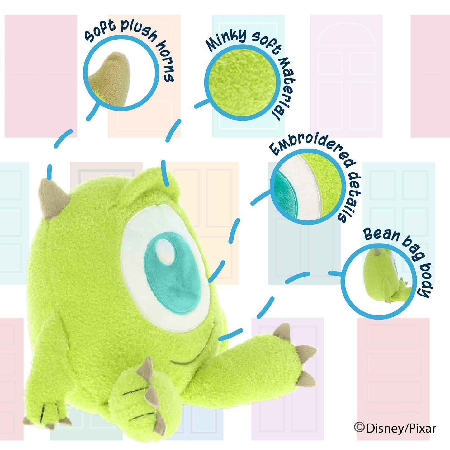 Disney Monsters Inc. Mike Wazowski Cuteeze Plush – Cute Cuddle Plushie Gift for Baby and Toddler Boys and Girls – 12 Inches