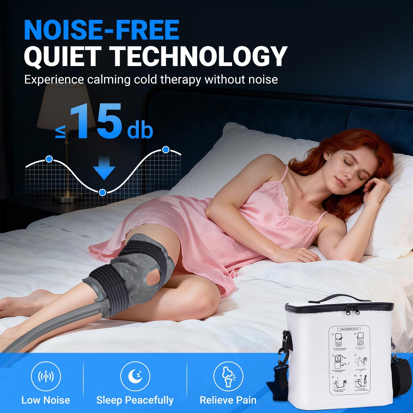 Ice Machine for Knee After Surgery - Programmable Cold Therapy Machine, Portable Ice Therapy with Quiet Pump, Digital Timer, 12Hrs Cooling for Knee Replacement Recovery & Sports Injury Pain Relief
