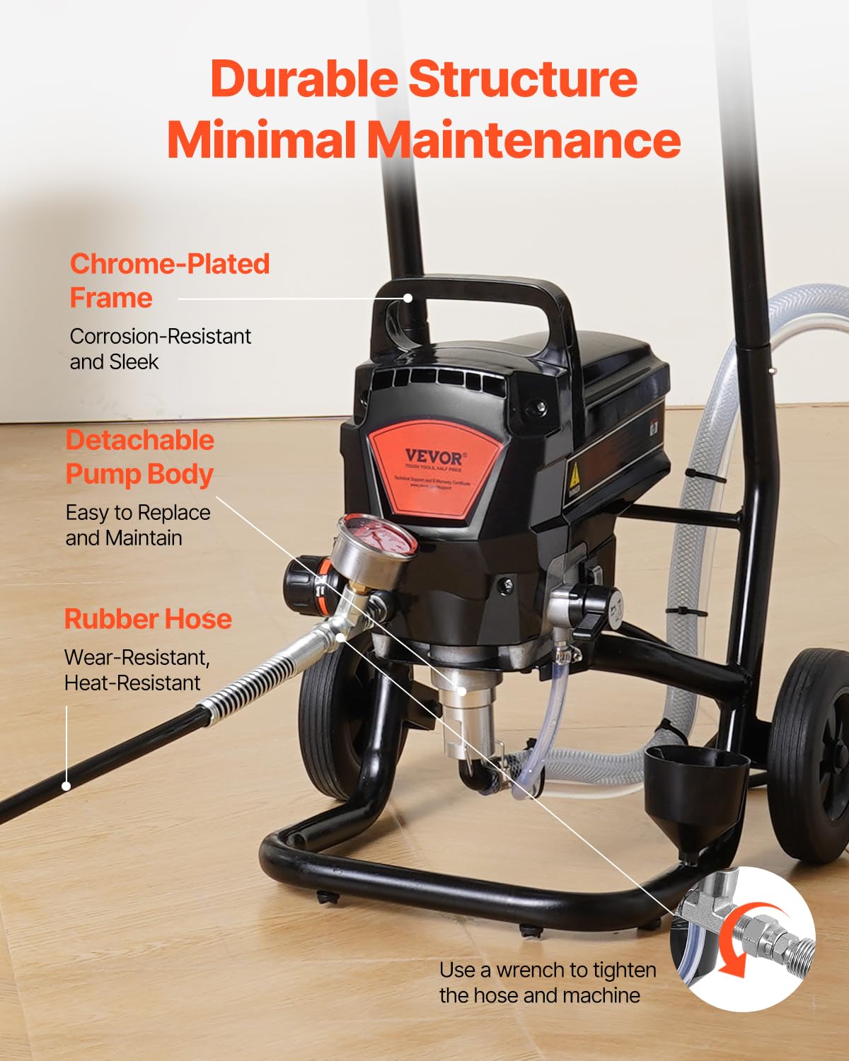 VEVOR Stand Airless Paint Sprayer with Cart, 950W 3000PSI High Efficiency Electric Airless Sprayer, Fine and Even Painting Effect, Paint Sprayers for Home Interior and Exterior Furniture and Fences