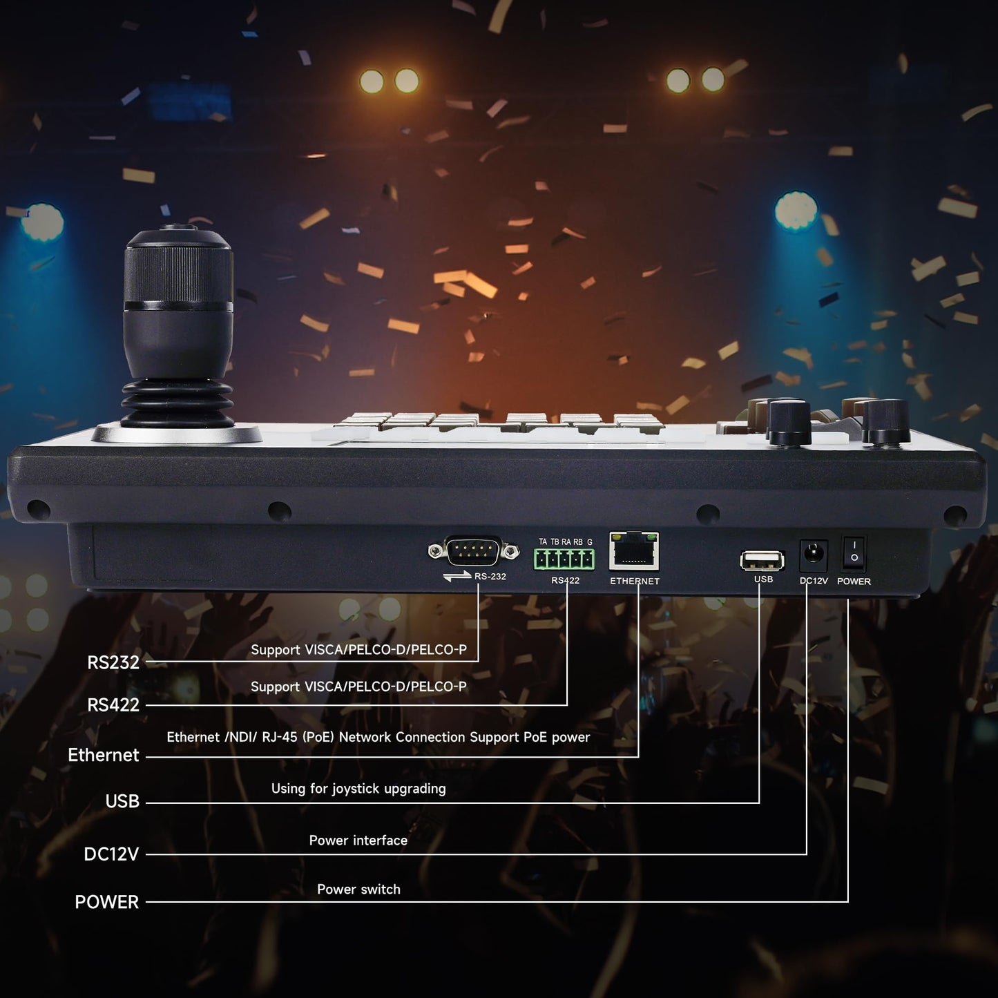 Tenveo PTZ Camera and Controller - 20X AI Humanoid & Face Auto-Tracking PTZ Camera with HDMI/USB3.0/LAN(PoE) and NDI PTZ Controller Joystick Keyboard Bundle for Church Worship Service Live Streaming