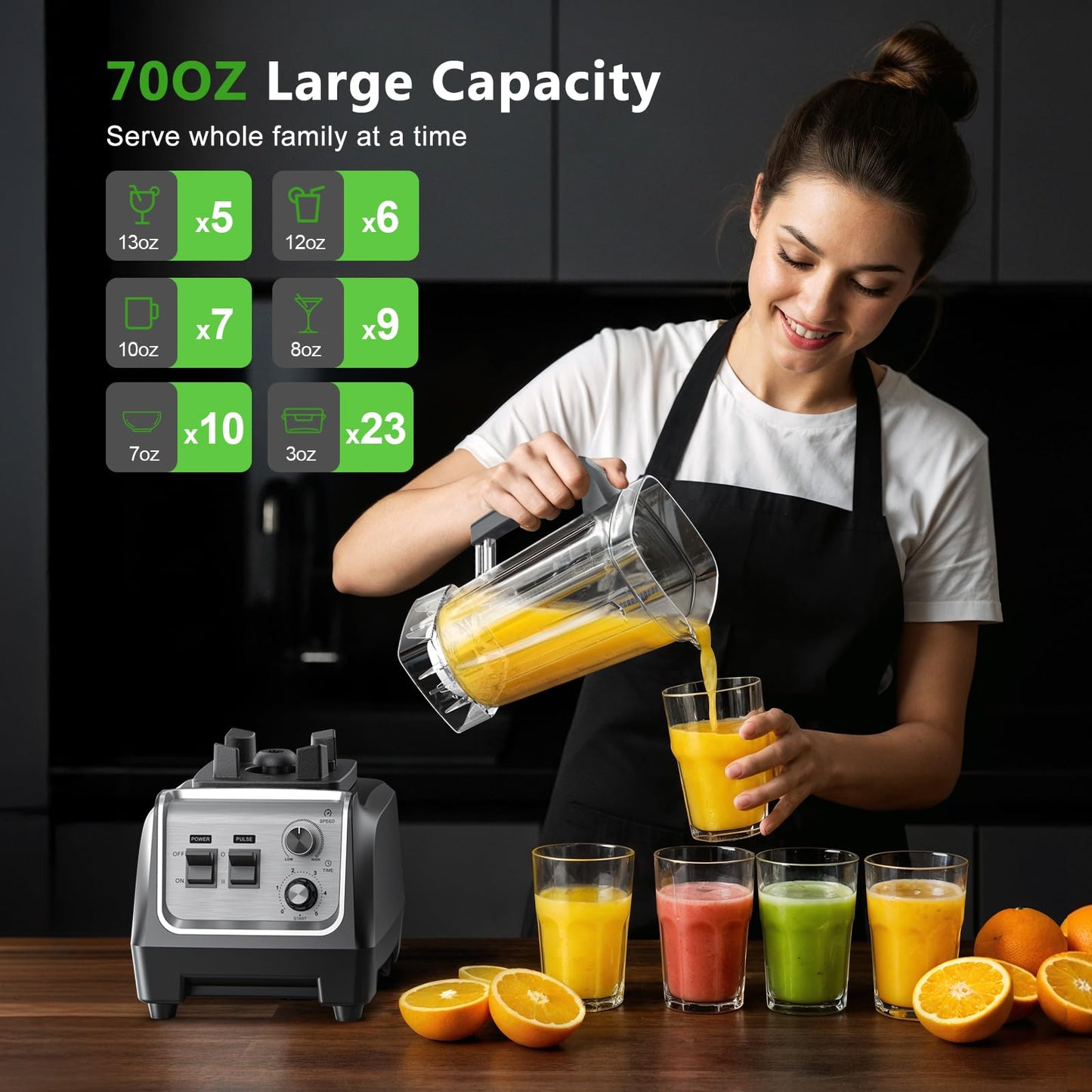 H-Duka Blender for Smoothies with 1800 Watt Motor Powerful Countertop Blenders for Kitchen 70OZ Large Capacity Smoothie Blender and Grinder Combo for Ice Crush Frozen Drinks Puree