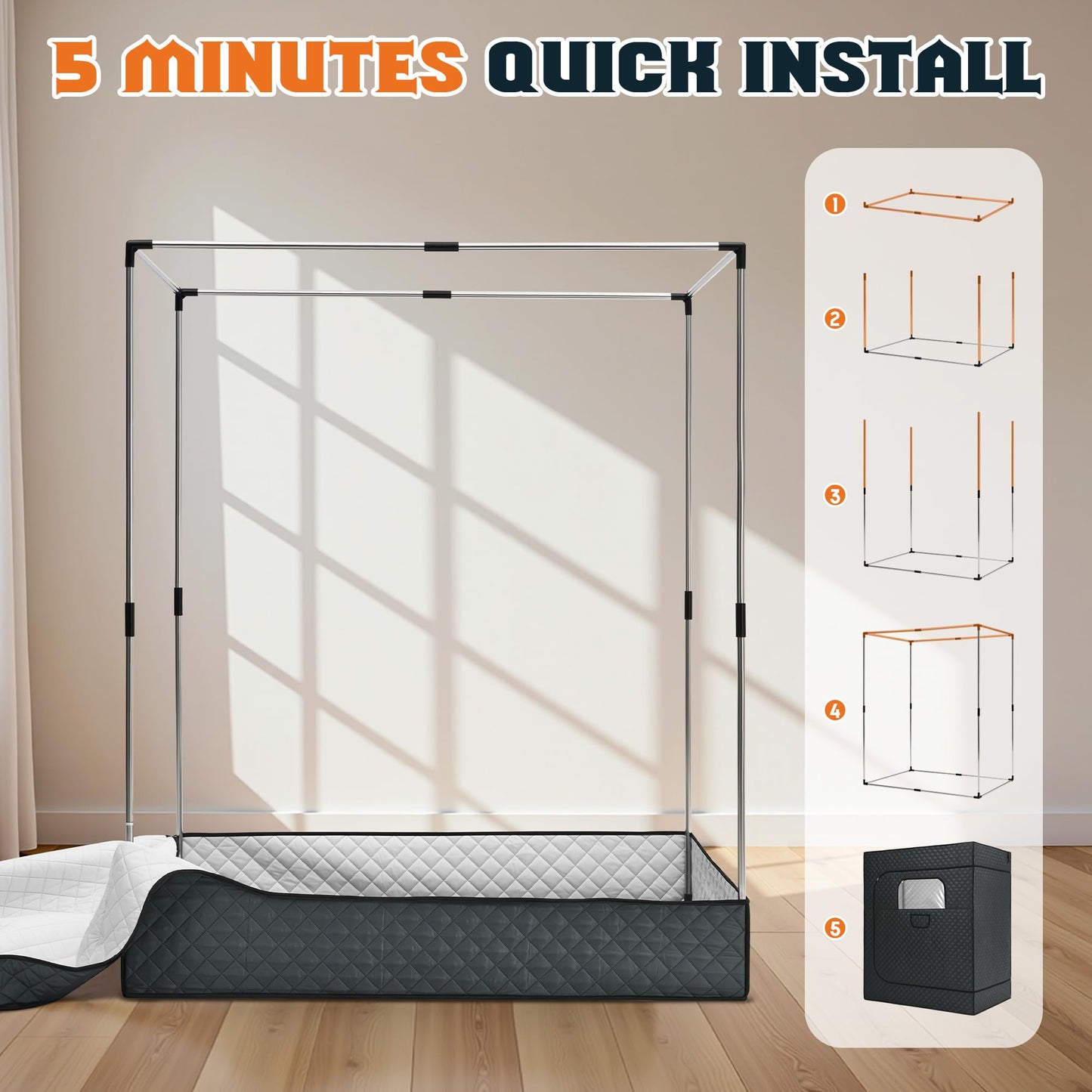 Albott 2 Person Steam Sauna for Home, Portable Sauna Tent with 3L 1500W Steamer, Extra Large Size 4.9’ x 3.3’ x 5.9’ Full Body Home Spa, Remote Control, Folding Chair, Grey