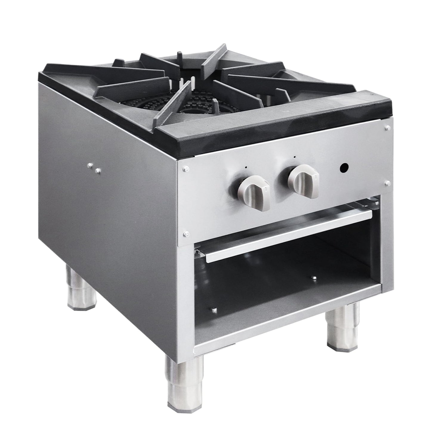 Commercial Stock Pot Range 80000 BTU Single Burner, 18″ Compact Commercial Stove with Cast Iron Grates & LP Conversion Kit for Large Pot Cooking