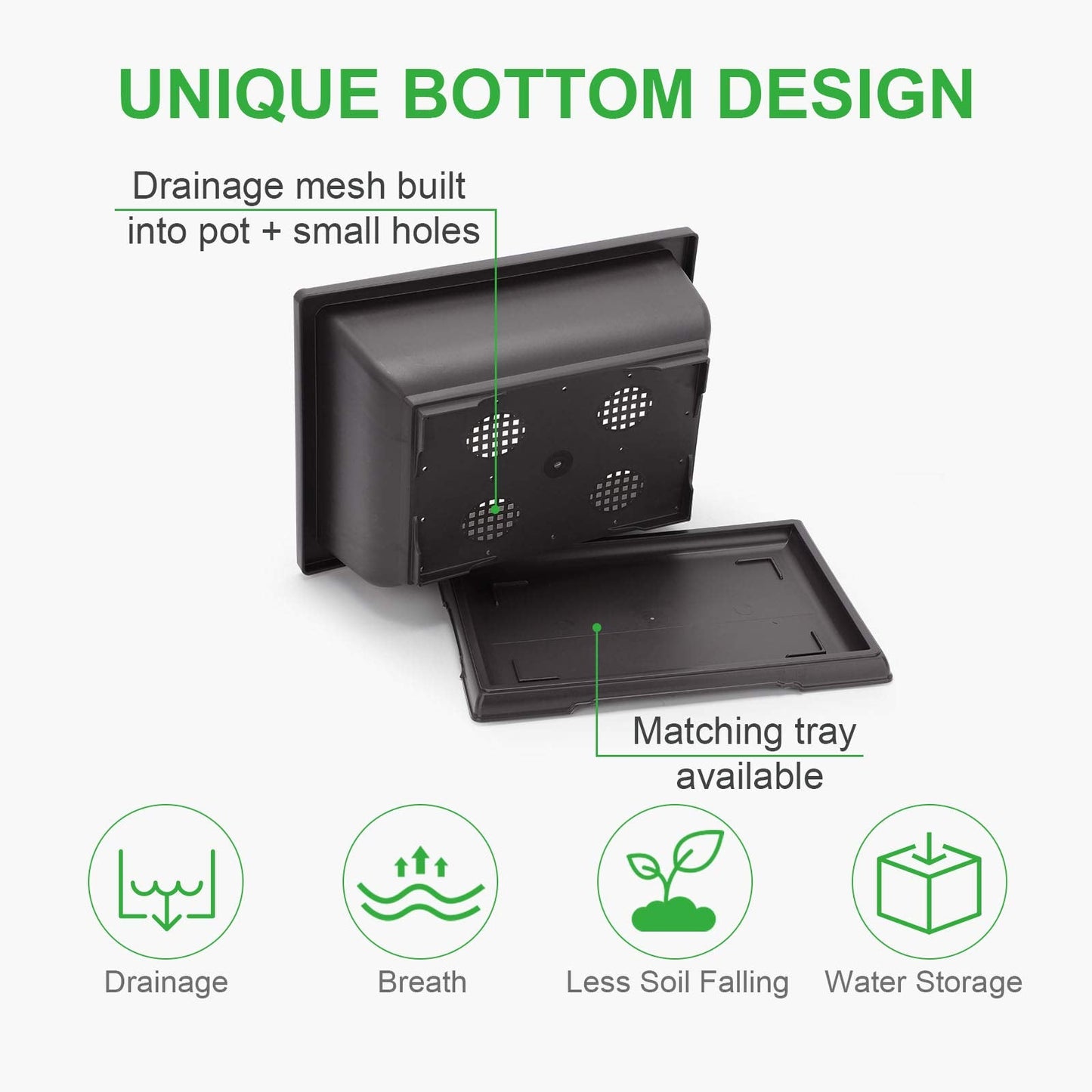 GROWNEER Bonsai Pots 3 Packs 11 Inch Bonsai Tree Training Pot with Humidity Drainage Trays & Repotting Mat Rectangle Planter Plants Starter Kit Growing for Garden Yard Office Indoor Outdoor