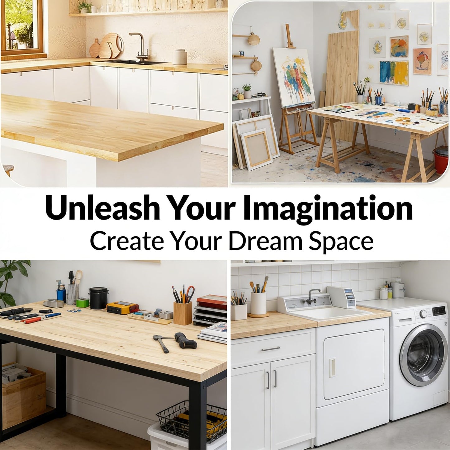 4FT x 25IN Solid Birch Wood Butcher Block Countertop - Intravast 1.5 Inch Thick Unfinished Heavy Duty DIY Butcher Block for Kitchen Island, Bar Top, Workbench, Laundry Room Dining Table