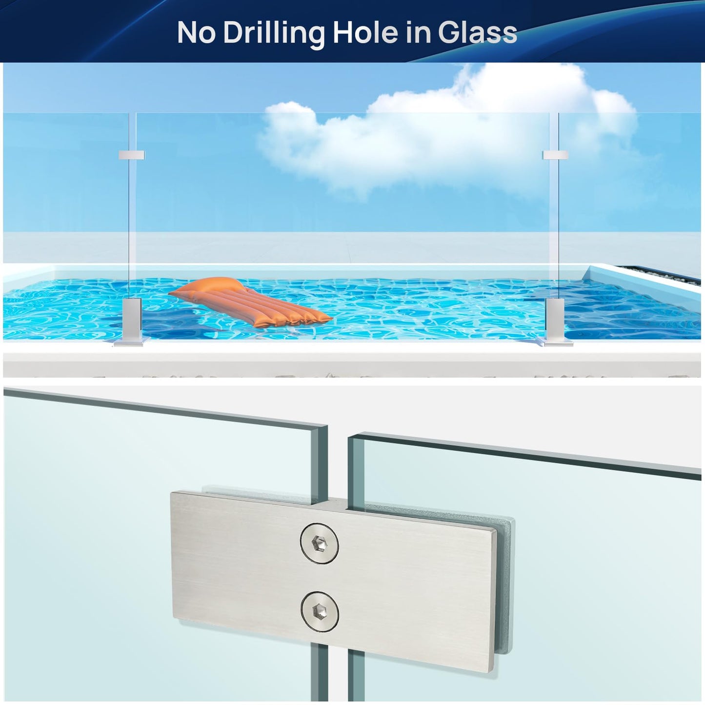 LukLoy Glass Railing Spigot with Clamp Brackets Bundle for Pool Fence Balcony Glass Railing