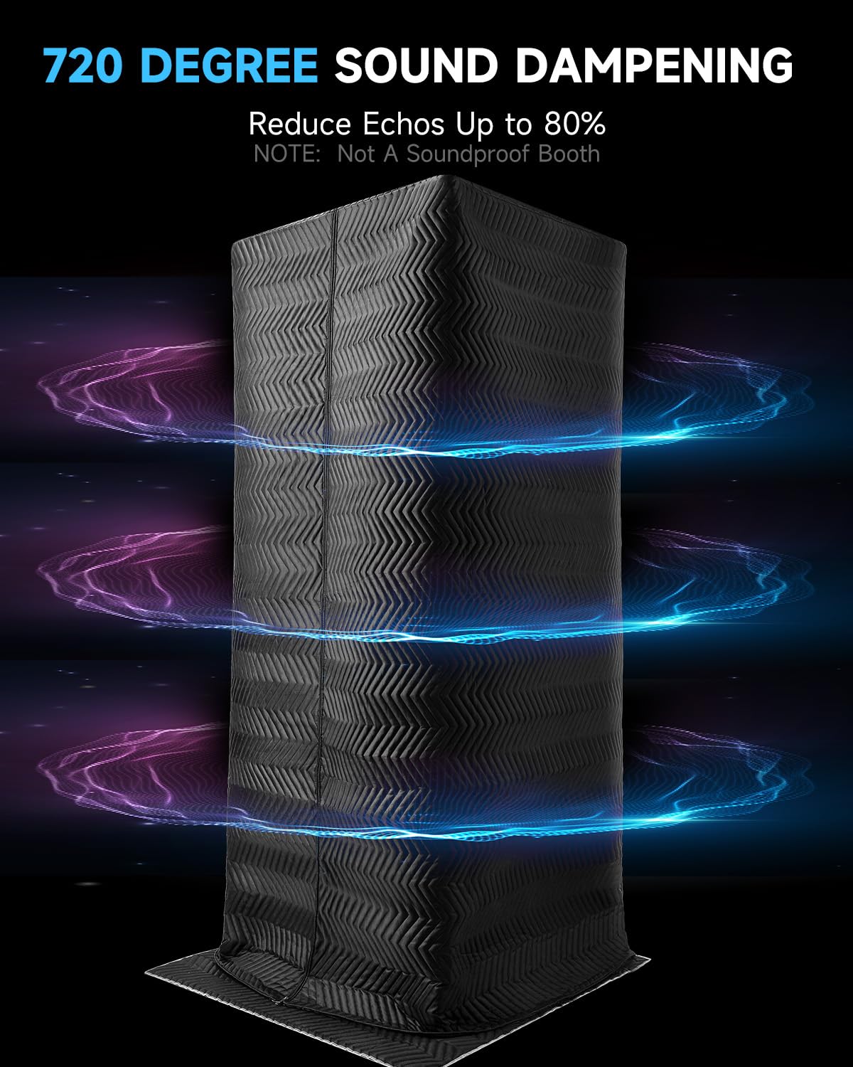 Moukey Portable Vocal Booth, One-piece Design Recording Booth with 720 Degree Sound Dampening, Home Studio Soundproof Booth for Voiceover, Podcast, Singing