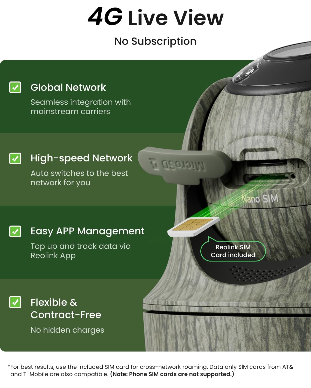 REOLINK 4K Cellular Trail Camera, 3G/4G LTE, 360° 4K HD Full View, 32GB SD+SIM Card Included, Animal Recognition, No-Glow IR, Smart Motion Activated, Go Ranger PT+Solar Panel, Updated Version