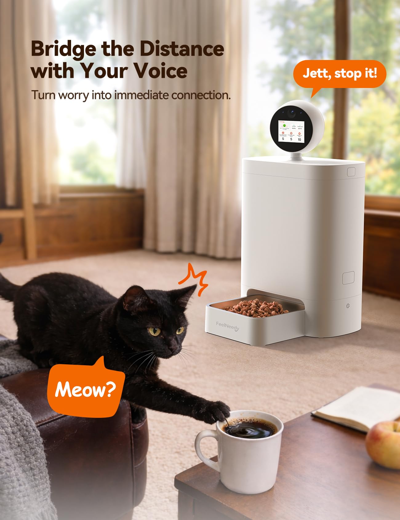 Automatic Cat Feeder with Camera 360°, 2K HD with Night Vision & 2-Way Audio Auto Dog Feeder, 2.4G/5G Smart Pet Feeder with Display & APP, 5.5L Video Recording Timed Food Dispenser for Cats/Dogs