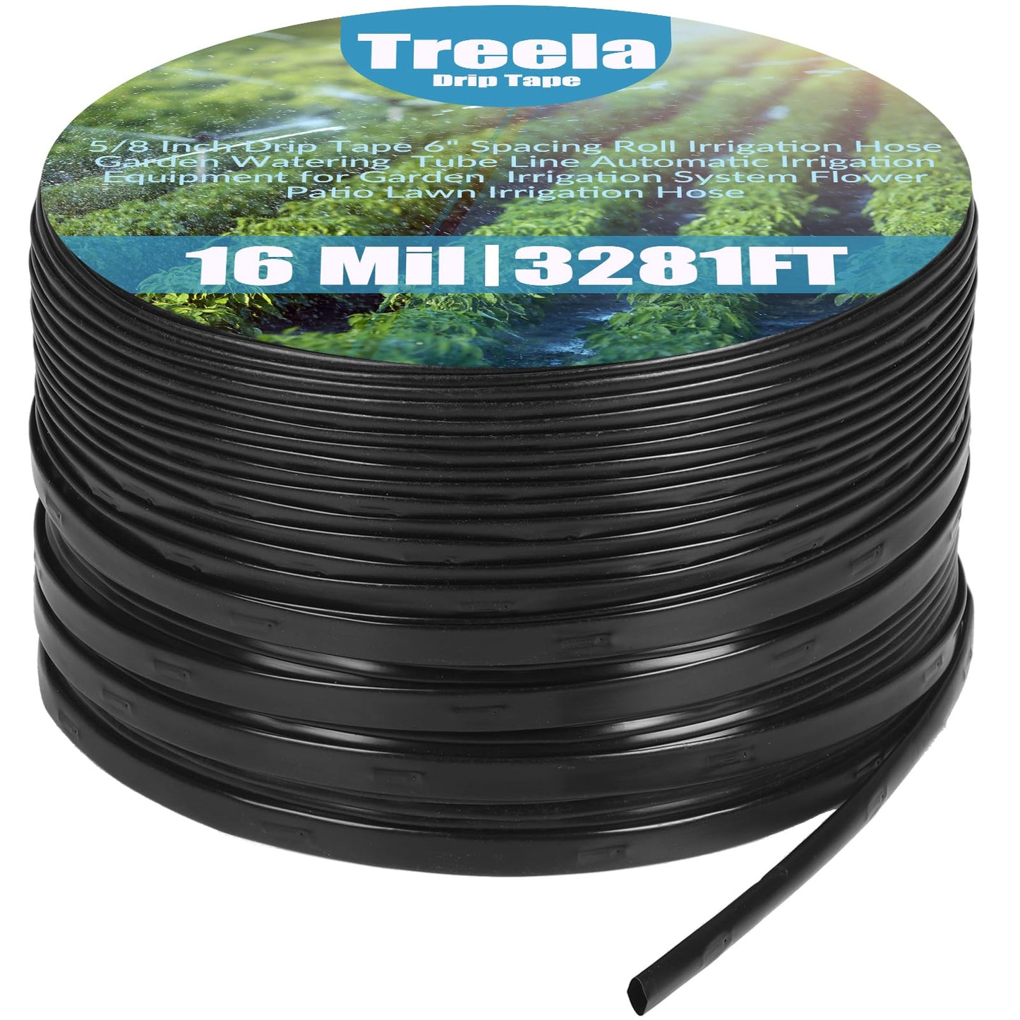 Treela 3281ft 5/8 Inch Drip Tape 6" Spacing Roll 16 Mil Irrigation Hose Garden Watering Tube Line Automatic Equipment for Garden Irrigation System Flower Patio Lawn Hose