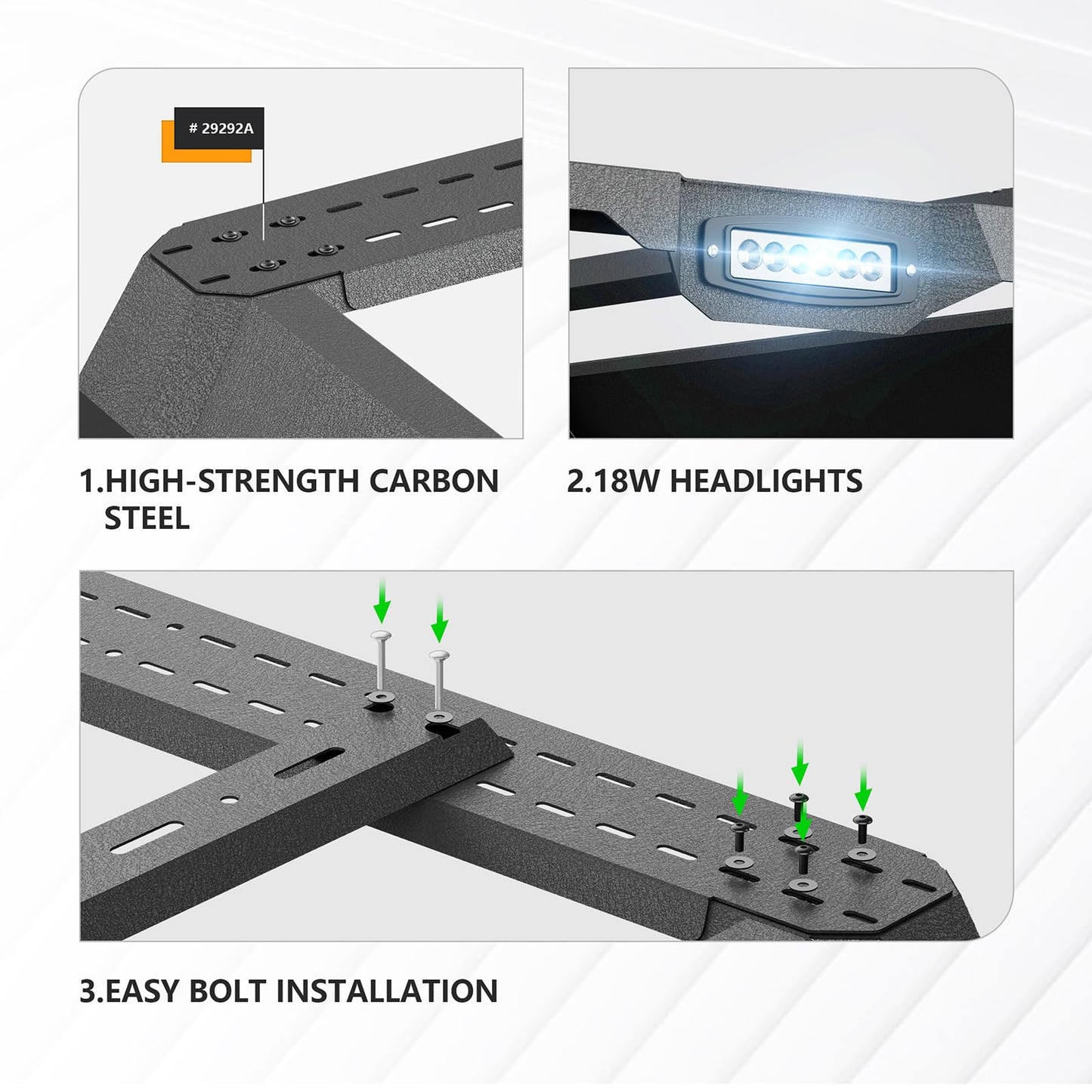YZONA 22" High Overland Bed Racks Truck Cargo Carrier Compatible with 2020-2026 Gladiator JT with LED Lights and Bed Rails, Full-Size Truck Rear Ladder Rack Back Cross Bars
