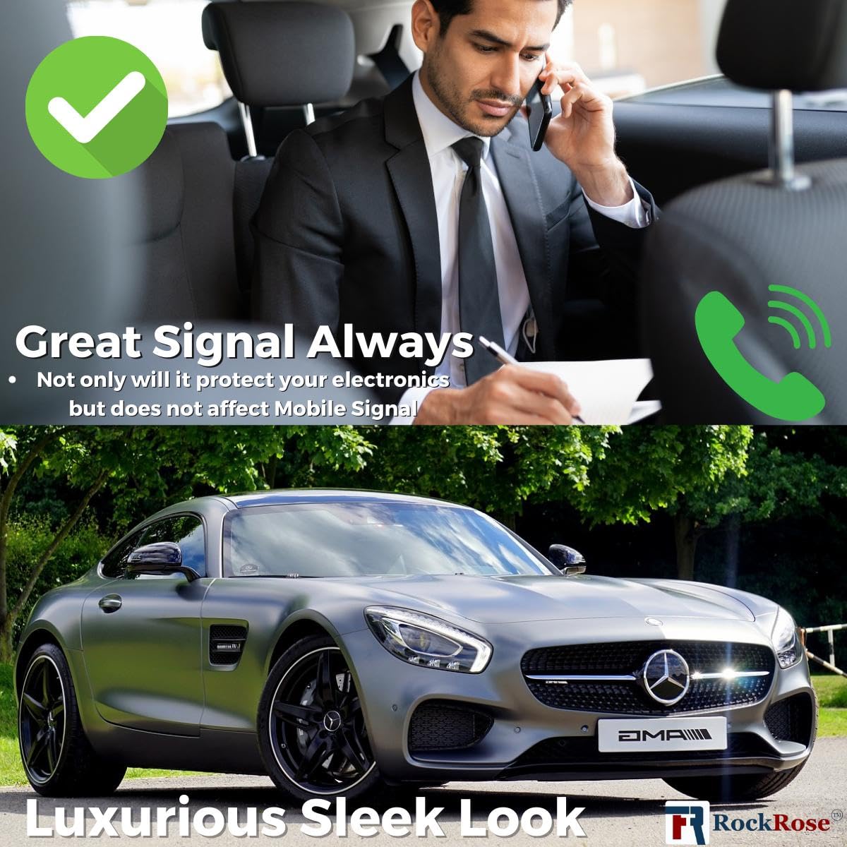 RockRose 70% Air Nano Ceramic Car Window Tint 60 in x 100FT 2PLY Charcoal Privacy Film Heat, UV 99%, and IRR 93% to 95% for Auto or Home Adhesive Film Easy Shrink, Plotter Friendly