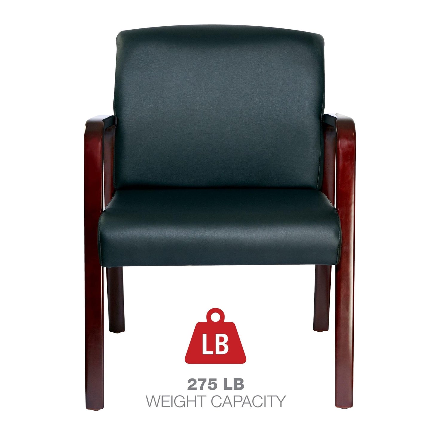Alera Reception Lounge Series Guest Chair, Mahogany/Black Leather