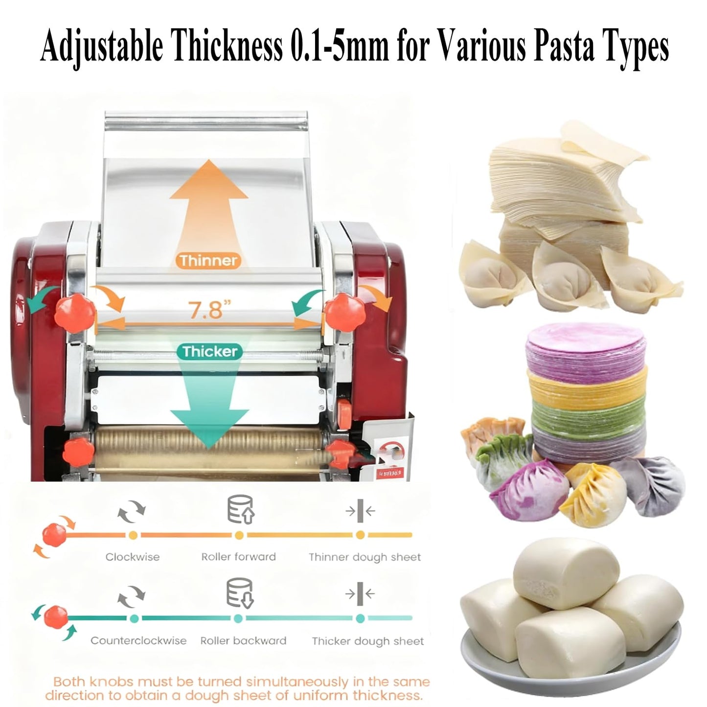 XINGYUEXUAN Electric Pasta Making Machine Commercial Noodle Spaghetti Maker Dough Roller with 2mm/6mm Cutter