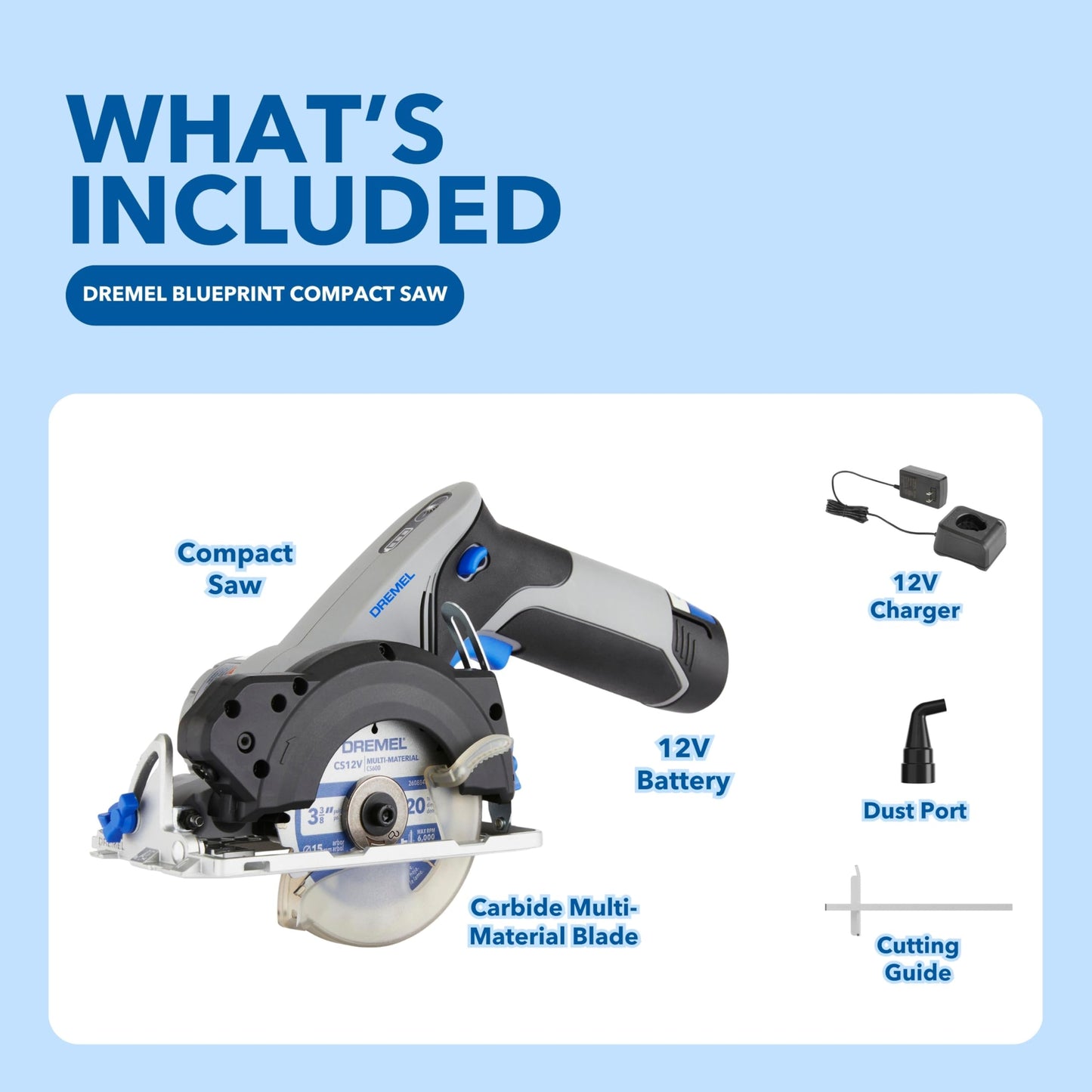 Dremel Blueprint 12V Brushless Compact Circular Saw with Integrated Laser Guide, Lithium-Ion Battery and Charger (CS12V-S1)
