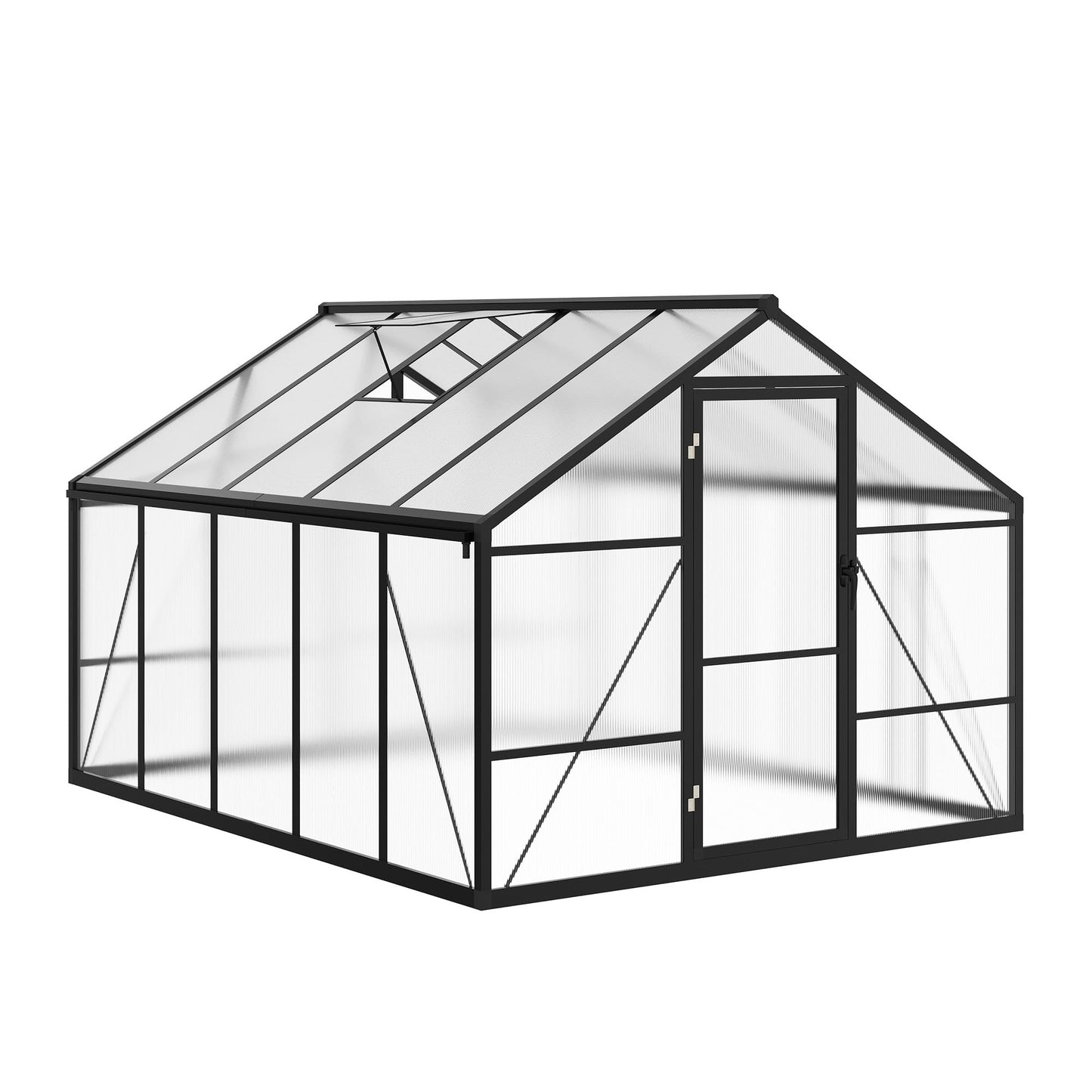 8X10 FT Outdoor Polycarbonate Greenhouse, Sturdy Aluminum Frame, Adjustable Roof Vent, Ideal for Backyard, Patio, or Garden, All-Weather Green House for Growing Plants and Vegetables