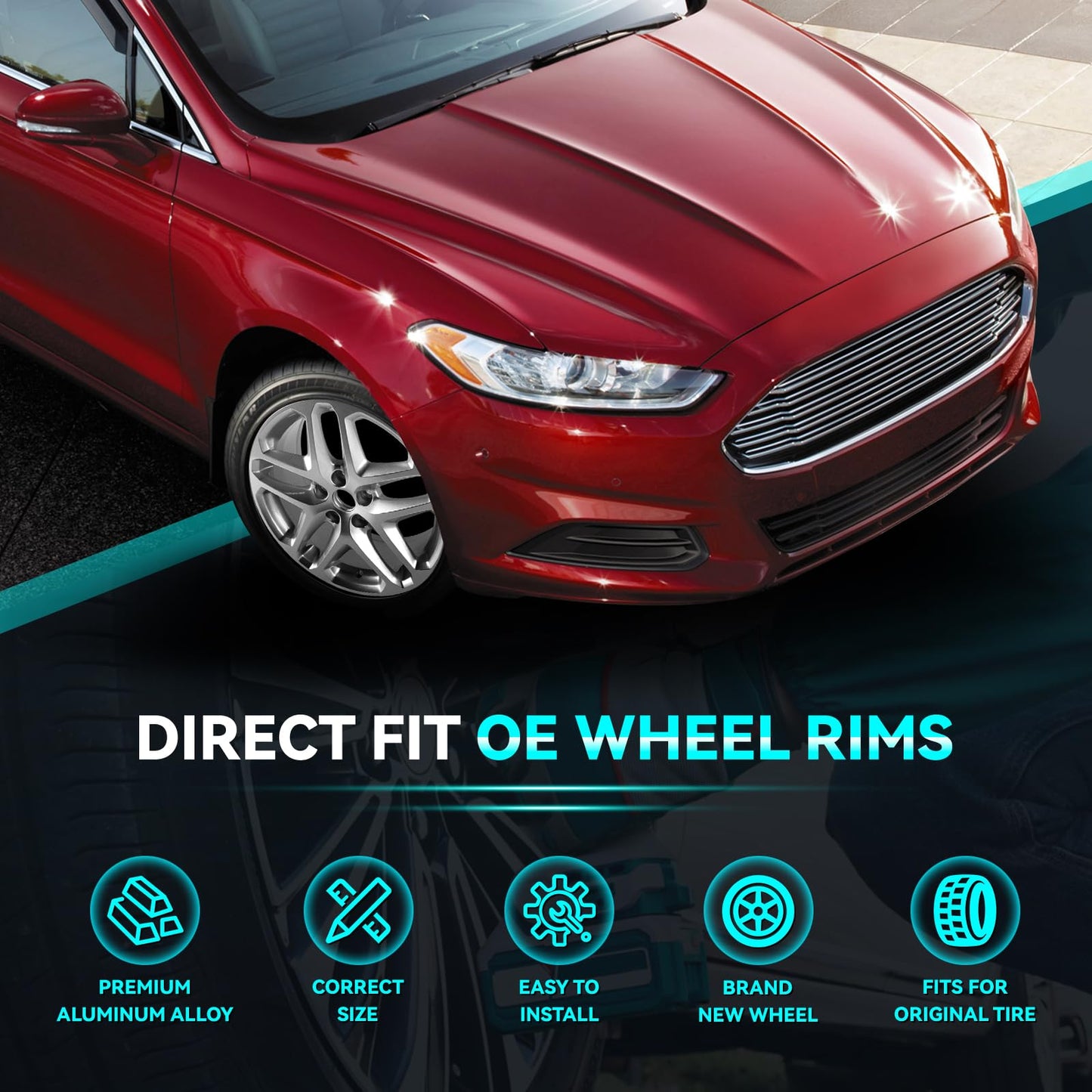 HOLUEKU 17Inch 17x7.5" Premium Aluminum Alloy Wheel Rim Fits for Ford Fusion 2013 2014 2015 2016, ALY03957U20N Direct Fit OE Stock Specs