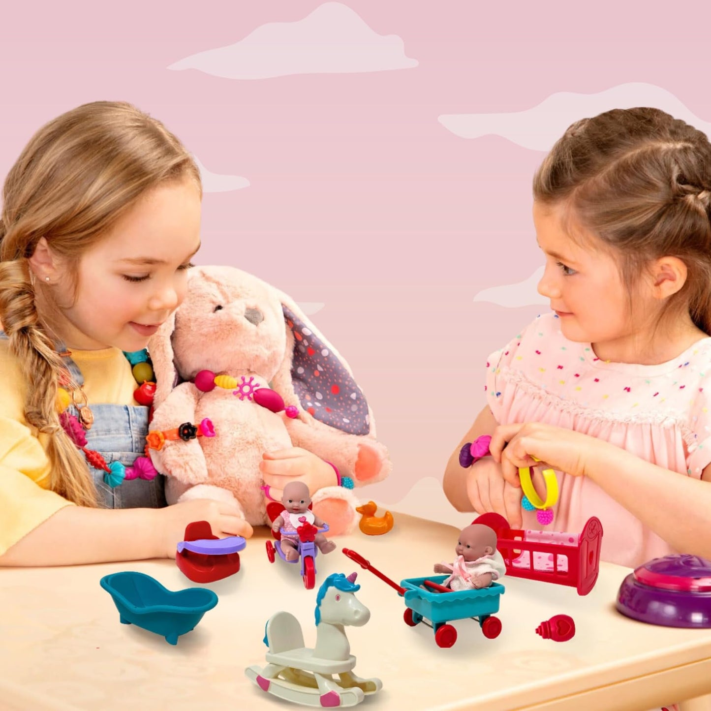 Mini Baby Doll Set, Small Baby Doll Playset with Mini Doll Accessories & 5 inch Doll Furniture, Mini Dolls for Girls, Small Dolls for Girls, Mini Baby Dolls Toy Play Pack, 15pc Tiny Baby Doll Sets
