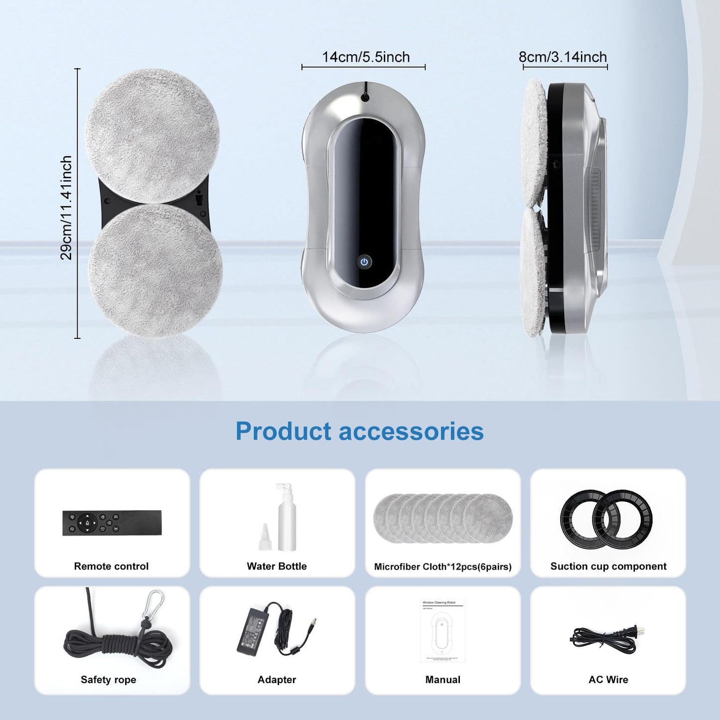 eTRY Automatic Window Cleaning Robot, Auto Dual Water Spray & AI Path Planning,Edge Detection & Remote Control, Smart Window Cleaner Robot for Highrise Glass Inside & Outside