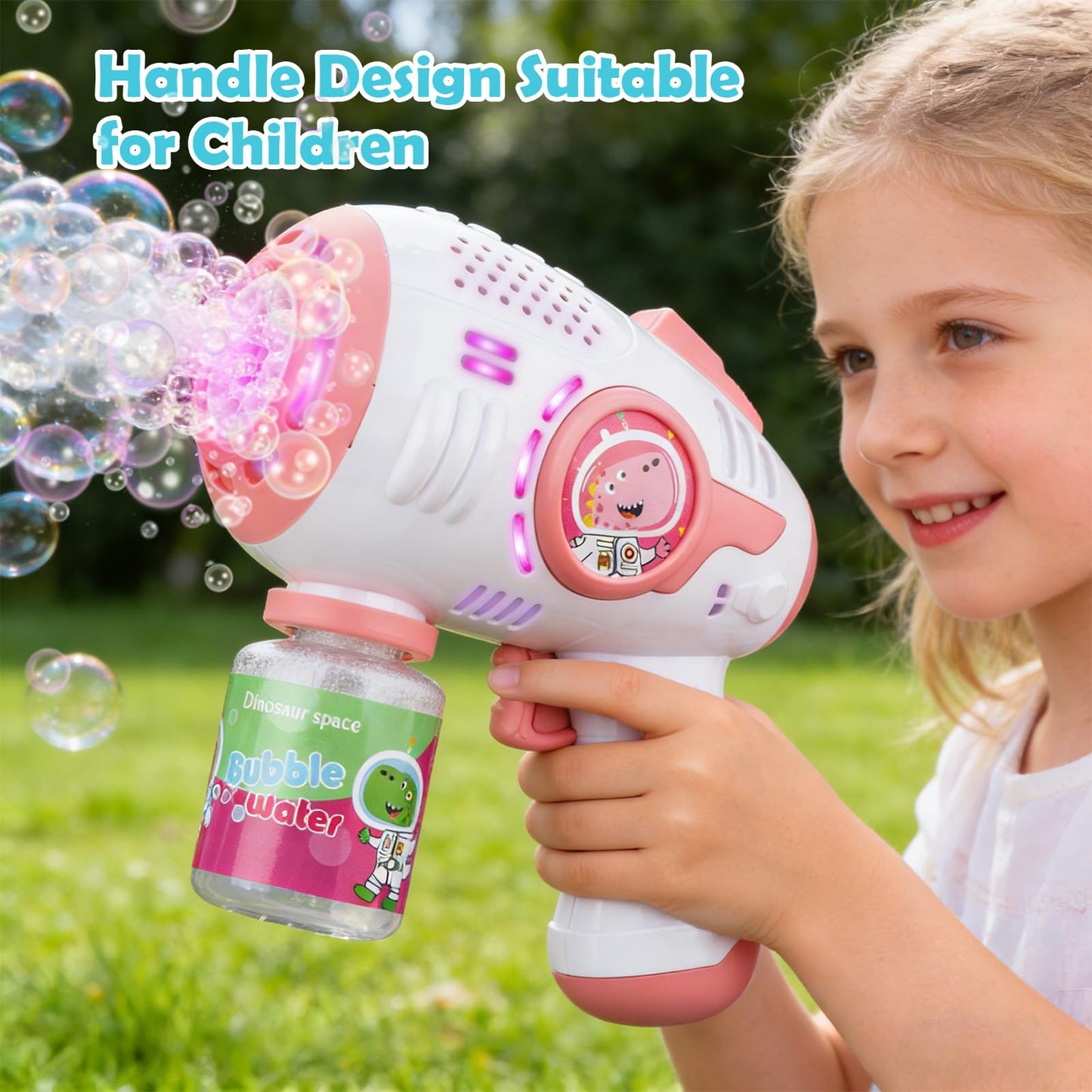 ZACEAC Bubble Guns for Kids 4-8, 2 Pack Automatic Bubble Blaster with LED Light & 14 Bubble Solution, Bubble Gun for Toddlers Outdoor Summer Toys