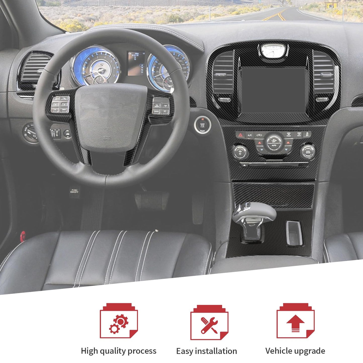 JeCar 16pcs Full Set Carbon Fiber Interior Trim Kit for 2011-2014 Chrysler 300/300C