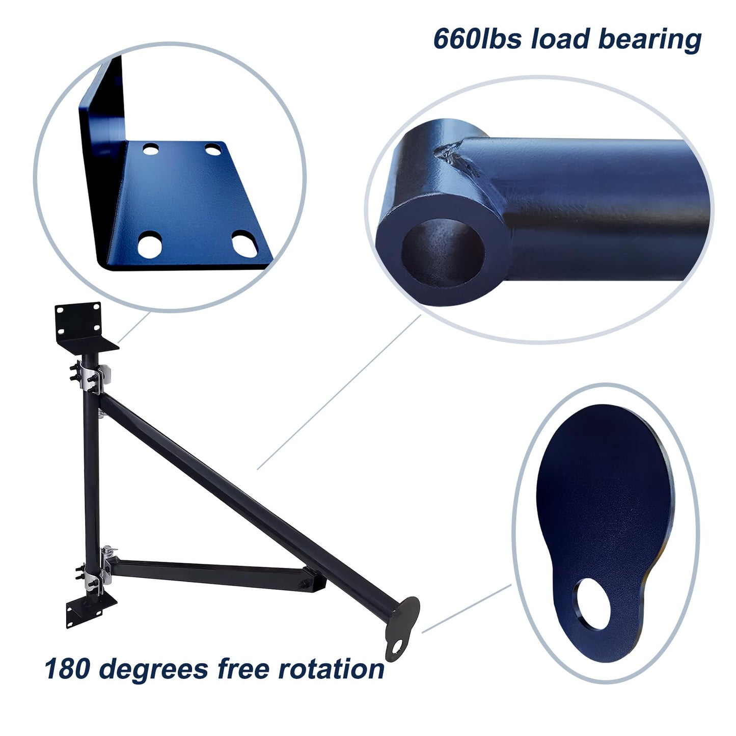 BIGalleons 660lb Wall Mount Jib Crane - Heavy Duty Steel Construction, 180° Rotation, 48" Reach, Professional Hoist Bracket for Workshop & Garage (Black)