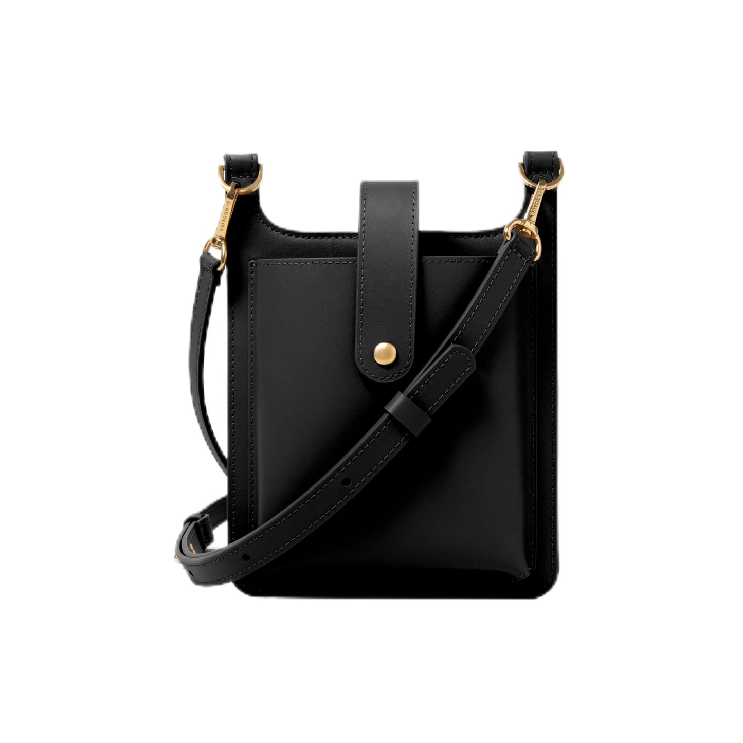 Bandolier Parker Crossbody Cell Phone Bag in Genuine Smooth Leather for Women| Adjustable Strap. Exterior Zipper Pocket for Cards. Gold Luxe Hardware