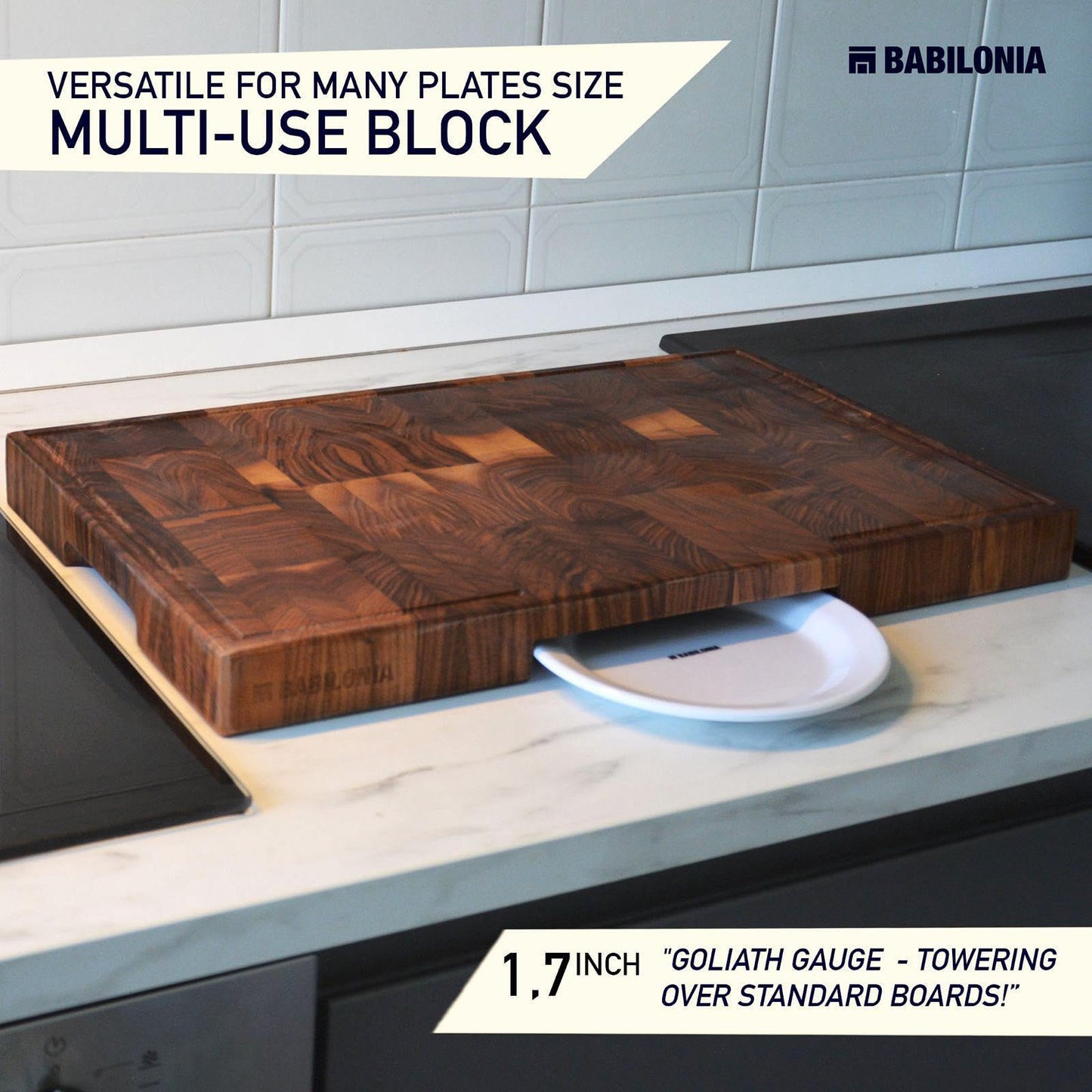 Walnut Cutting Board and Charcuterie Boards with Handles - Babilonia Premium Wood Cutting Boards for Kitchen and Acacia Wooden Charcuterie Board Large