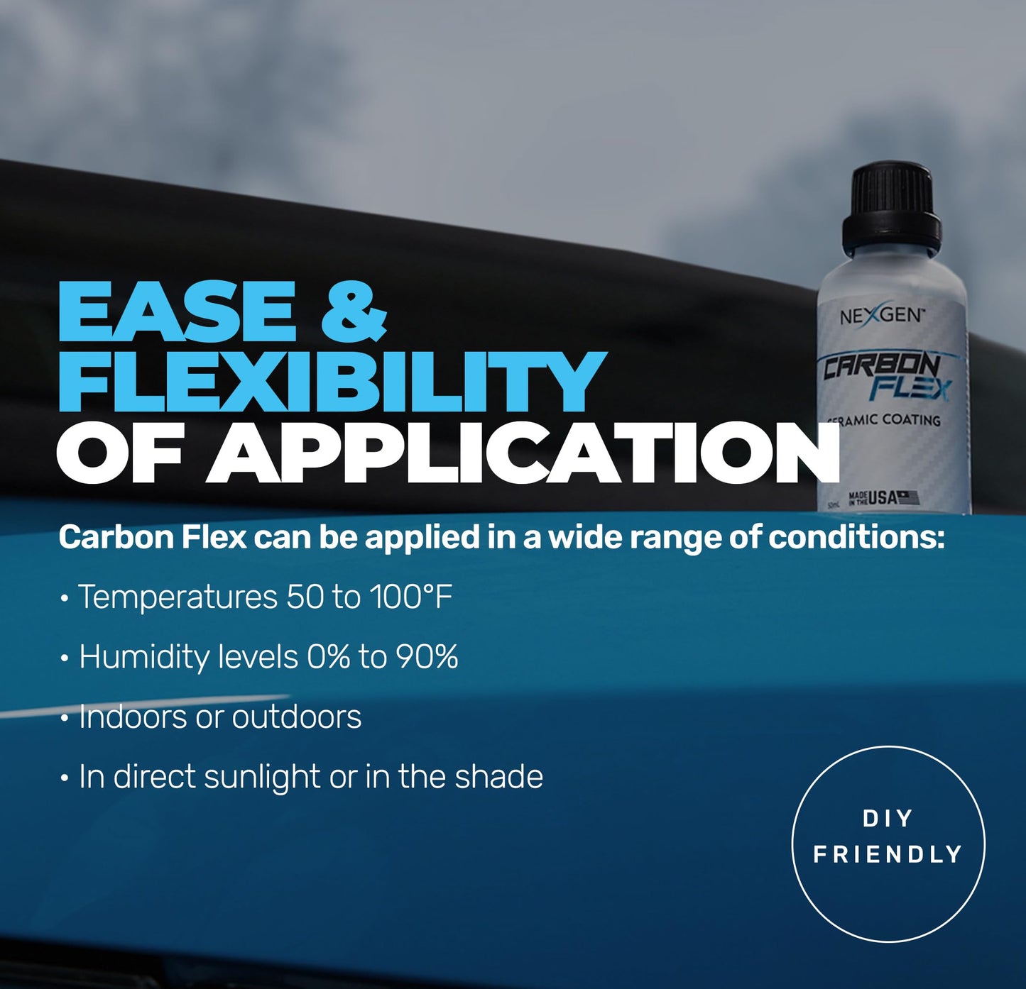 Nexgen Carbon Flex – Ceramic Coating Up to 3-Year - Professional Grade Nano Ceramic Coating for Cars - SIO2 Protection, UV & Chemical Resistant, High Gloss Finish for Paint and Glass - 50ml