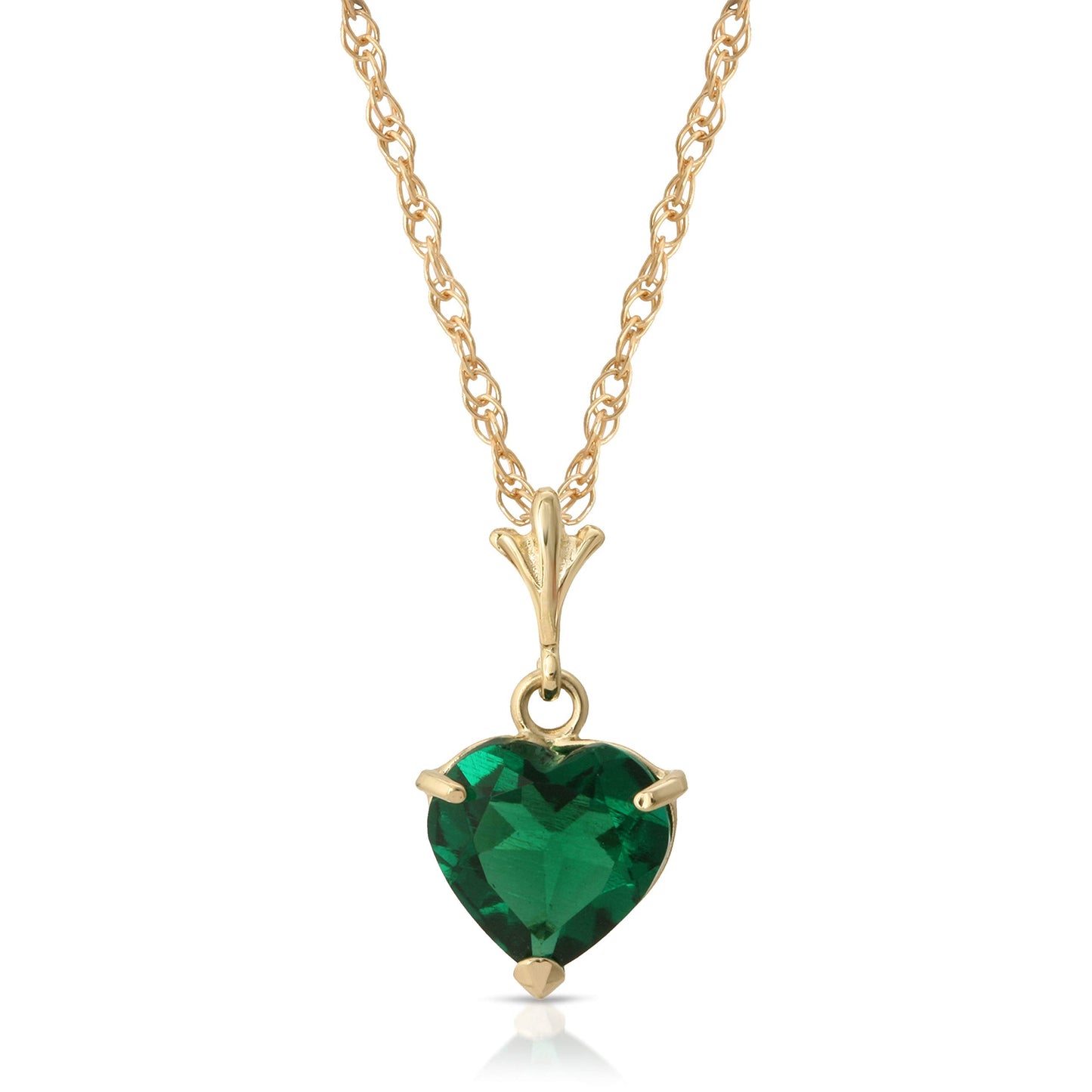 Galaxy Gold GG 14K Solid Yellow Gold Lab Grown Emerald Heart Necklace and Earring Set for Women, 18 Inch Chain, Fine Jewelry