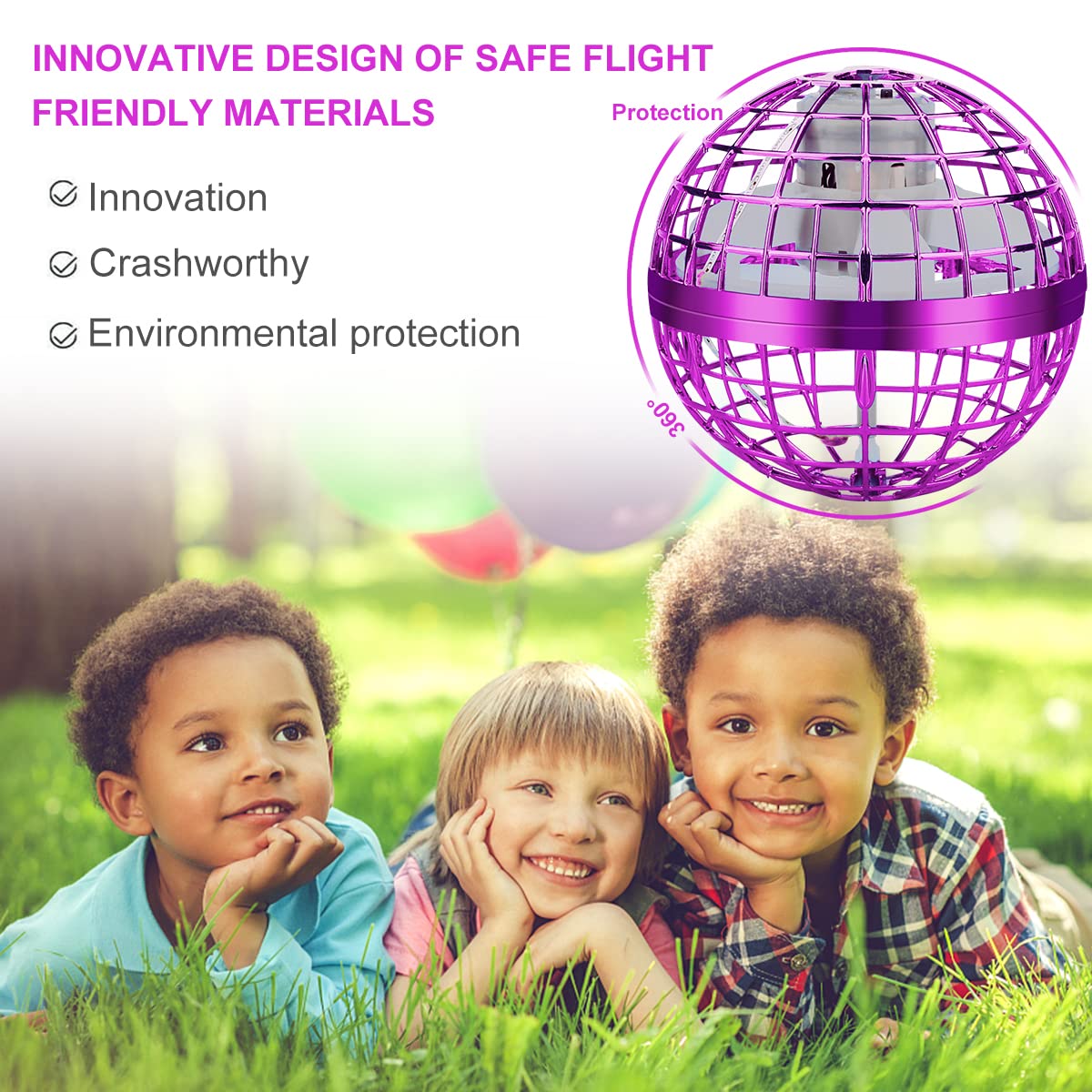 Junywell 2026 Flying Orb Ball Toy, Hover Ball Fly Fidget Spinner, Cool Toys Gifts for 6 7 8 9 10 11 12+ Years Old boy Girls Teens, Hand Mini Drone Cosmic Globe, Indoor Outdoor Toys Purple