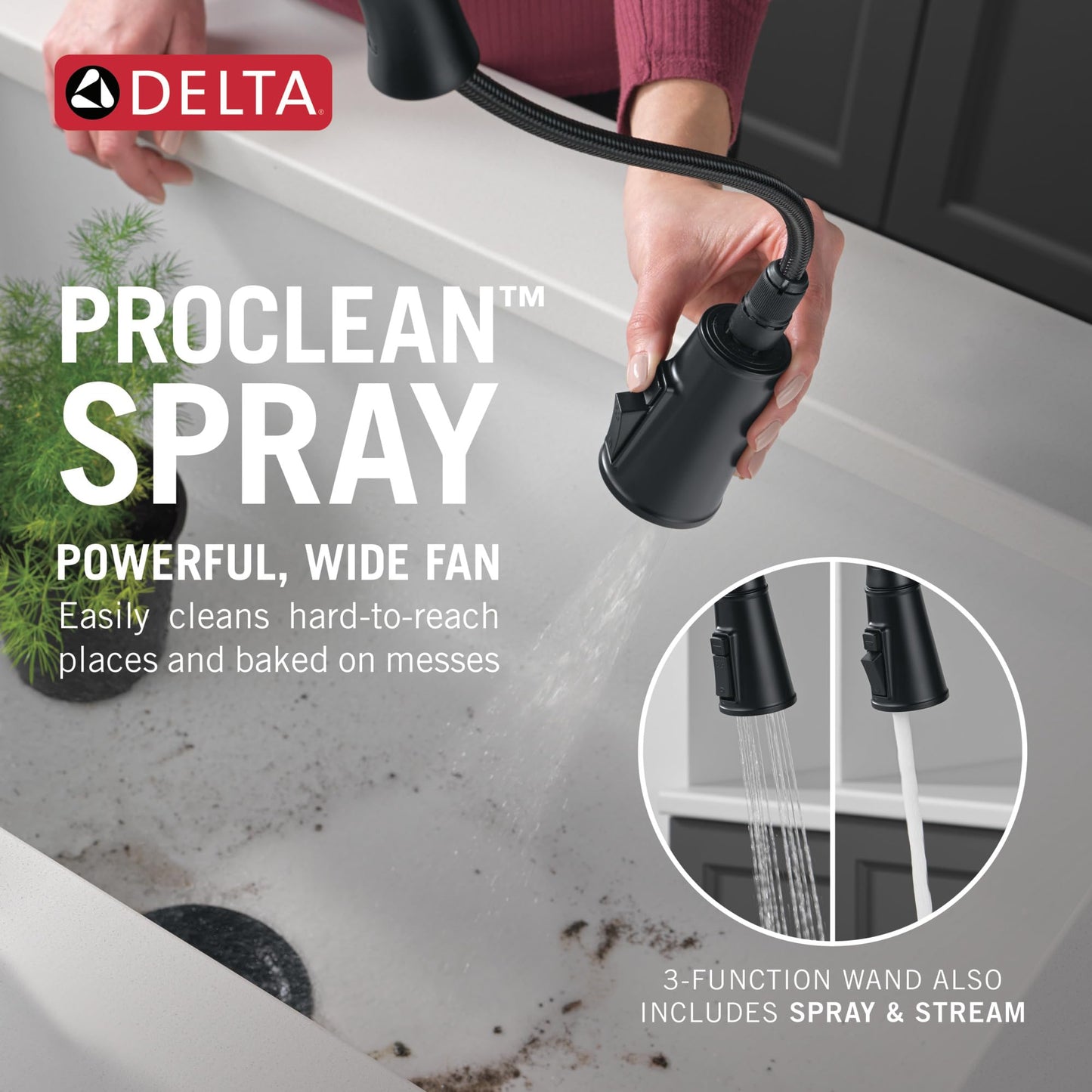 Delta Faucet Renaldi Touchless Kitchen Faucet with Touch Technology, Matte Black Kitchen Sink Faucet, Delta ProClean Kitchen Faucet, Pull Down Kitchen Faucet, Matte Black 9184TL-BL-DST