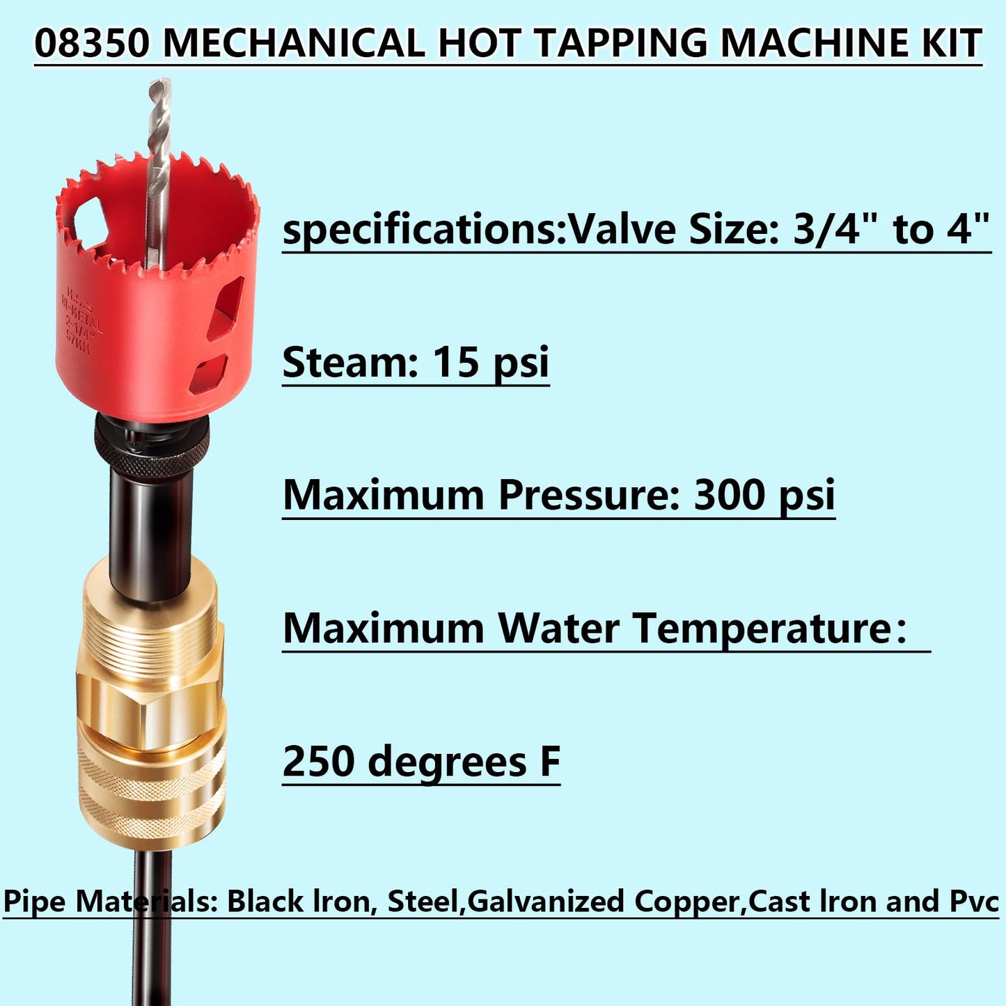 Bonbo 08350 DM3MECH Mechanical Hot Tapping Machine Complete Kit for NPT with Hole Saws or Arbor